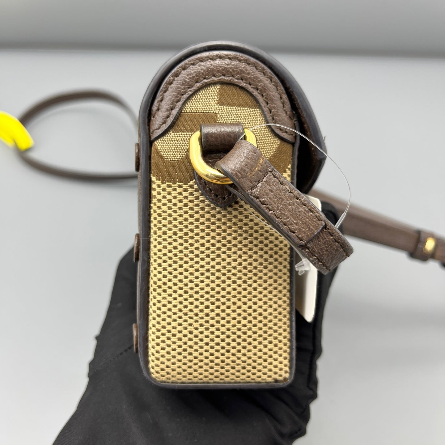 Gucci - 1955 Horsebit Phone Bag - GG canvas with ebony leather trim - Brown - (mini)