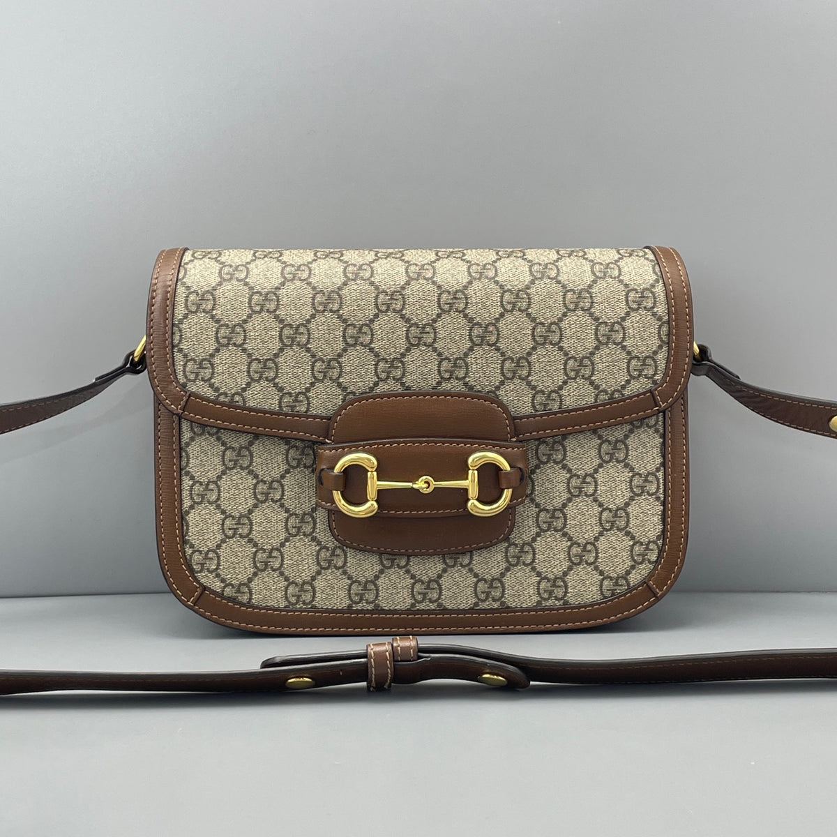 Gucci - 1955 Horsebit Shoulder Bag - Cloth - Brown - (medium)