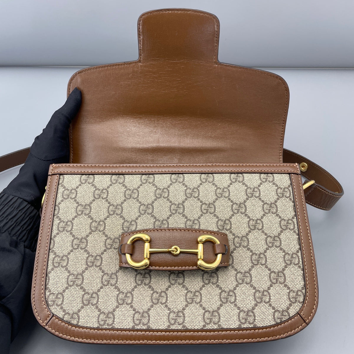 Gucci - 1955 Horsebit Shoulder Bag - Cloth - Brown - (medium)