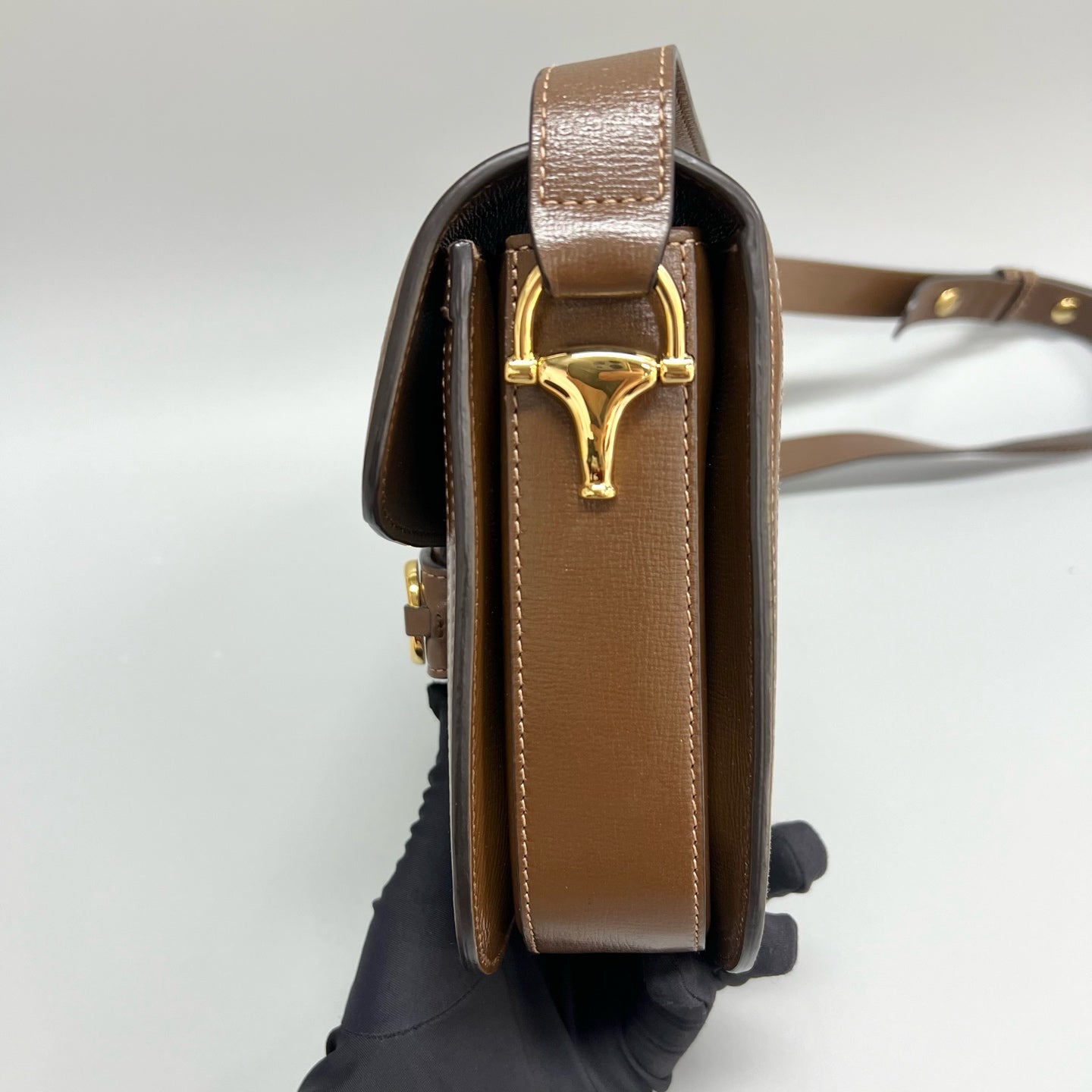 Gucci - 1955 Horsebit Shoulder Bag - Cloth - Brown - (medium)