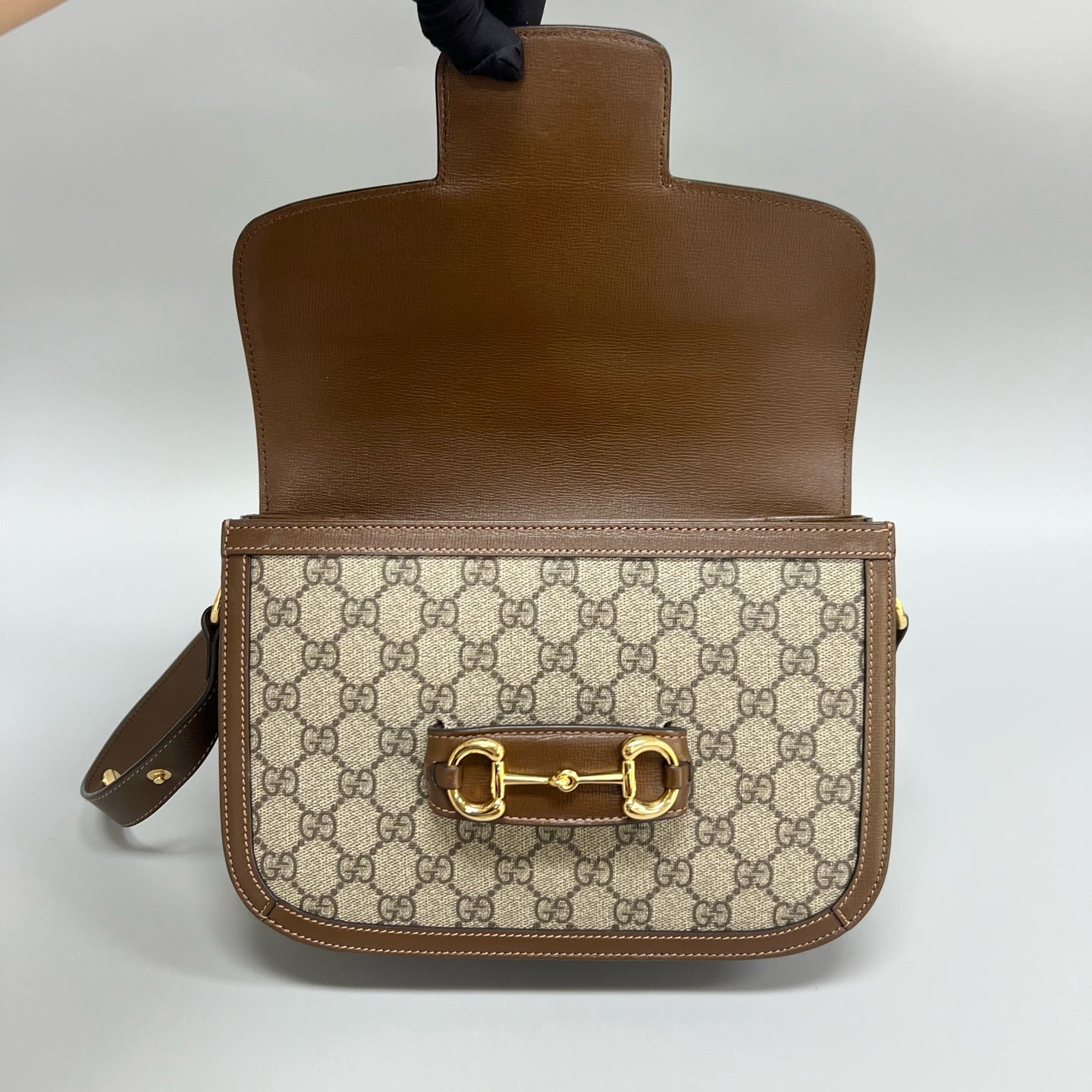 Gucci - 1955 Horsebit Shoulder Bag - Cloth - Brown - (medium)
