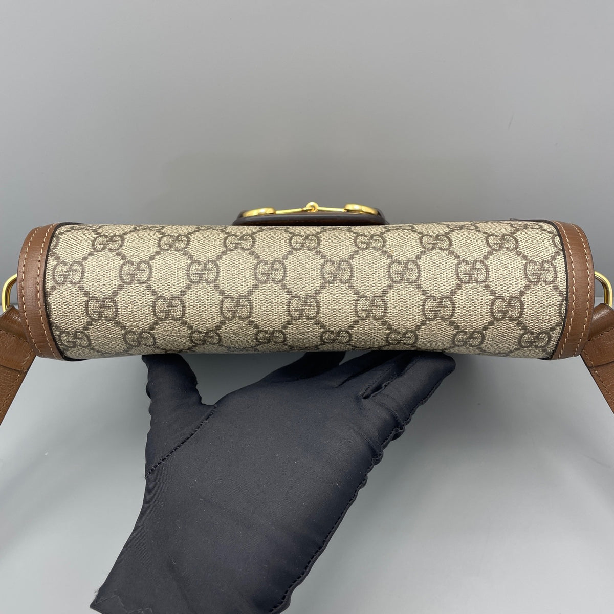 Gucci - 1955 Horsebit Shoulder Bag - Cloth - Brown - (medium)