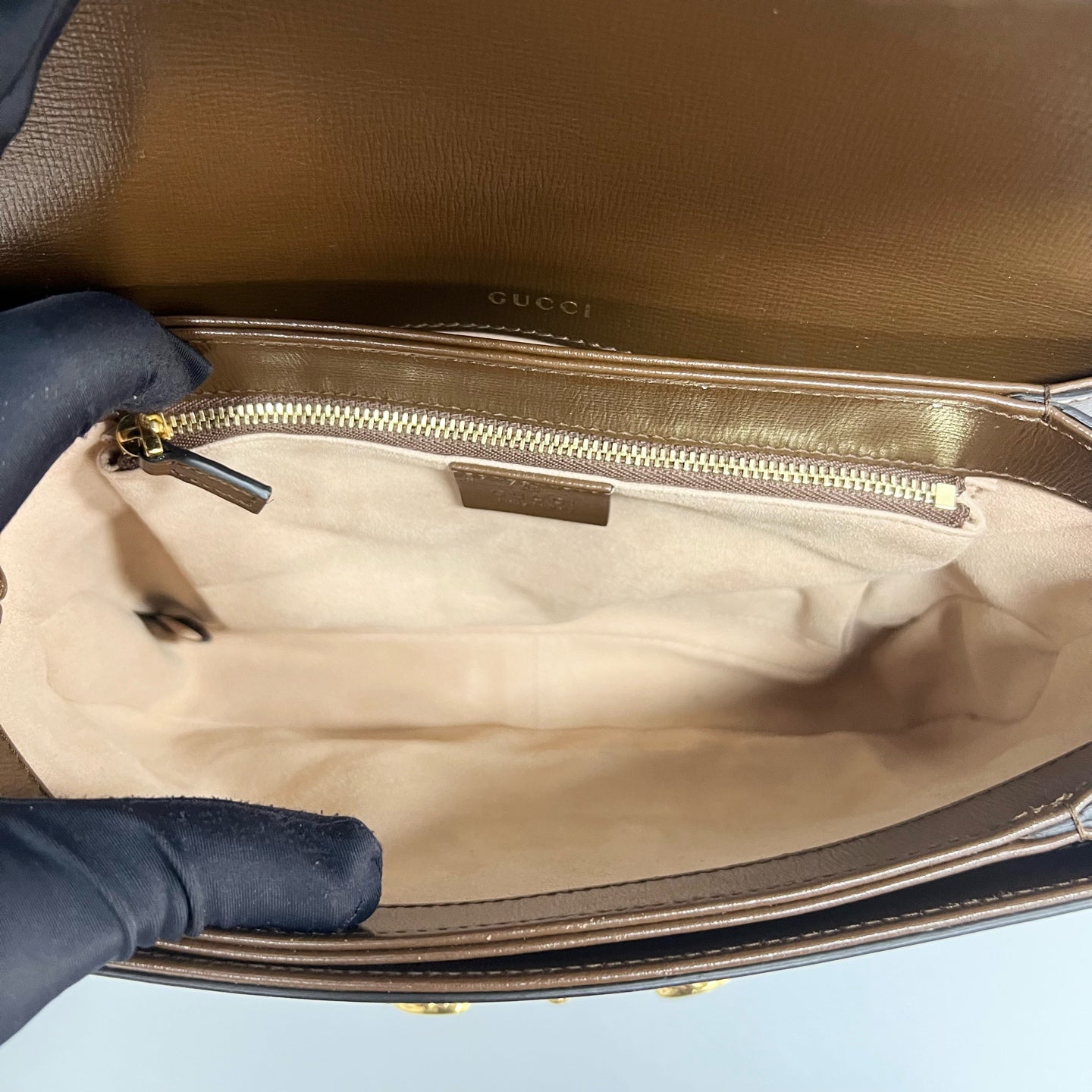 Gucci - 1955 Horsebit Shoulder Bag - Cloth - Brown - (medium)