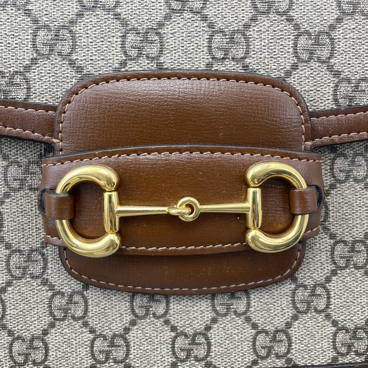Gucci - 1955 Horsebit Shoulder Bag - Cloth - Brown - (medium)