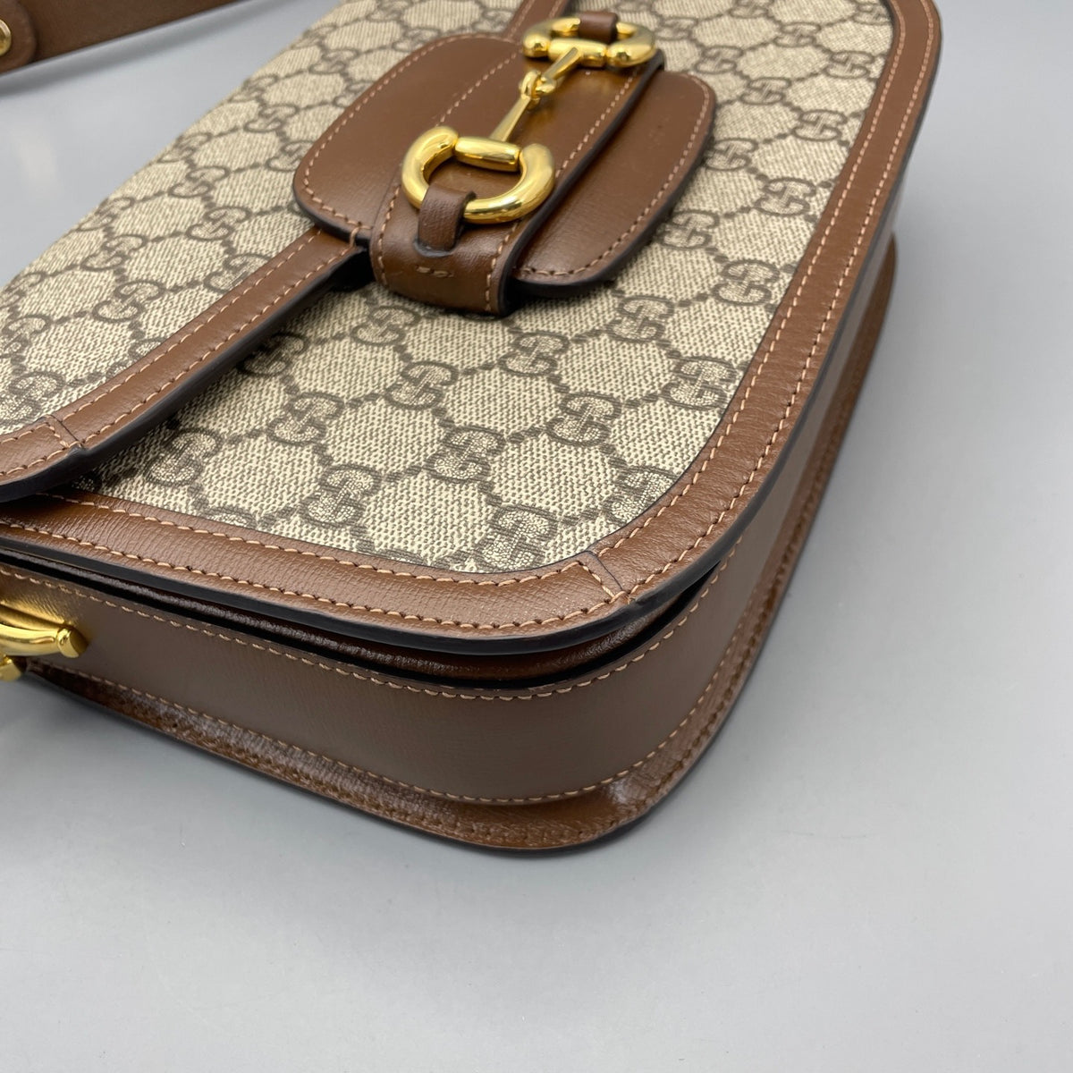 Gucci - 1955 Horsebit Shoulder Bag - Cloth - Brown - (medium)