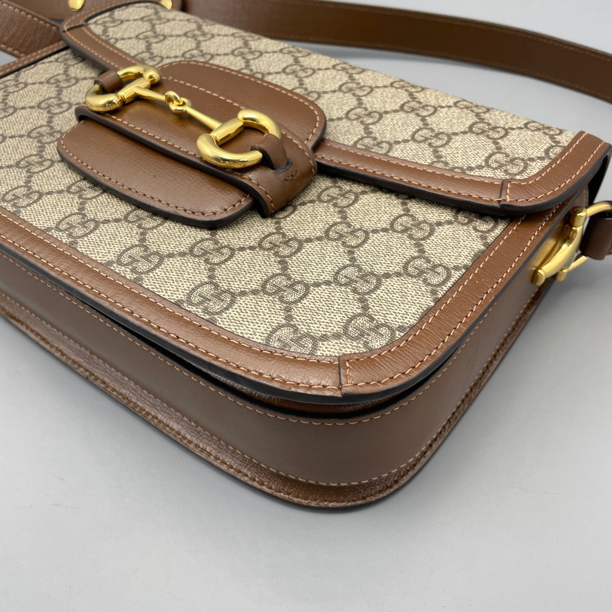 Gucci - 1955 Horsebit Shoulder Bag - Cloth - Brown - (medium)