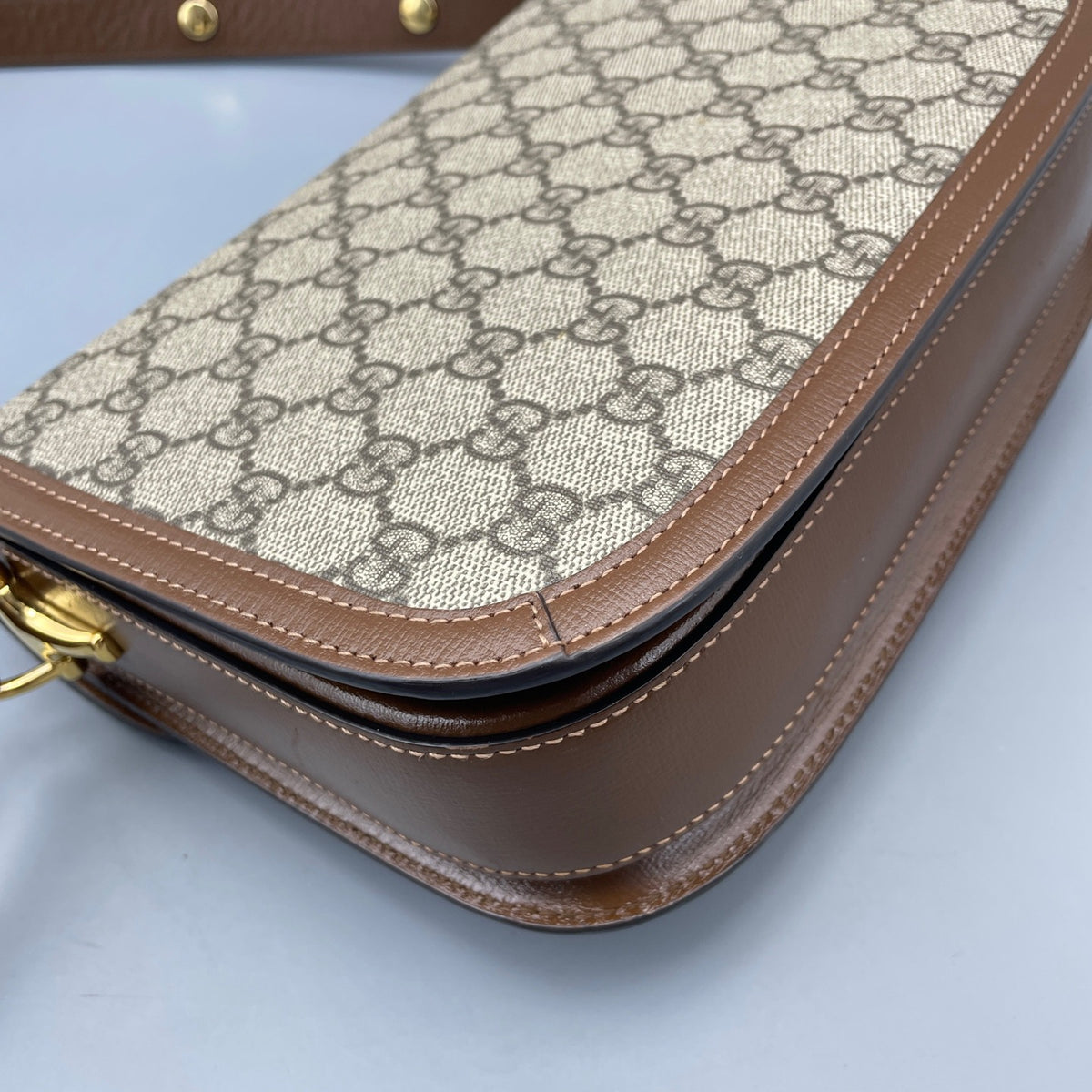 Gucci - 1955 Horsebit Shoulder Bag - Cloth - Brown - (medium)