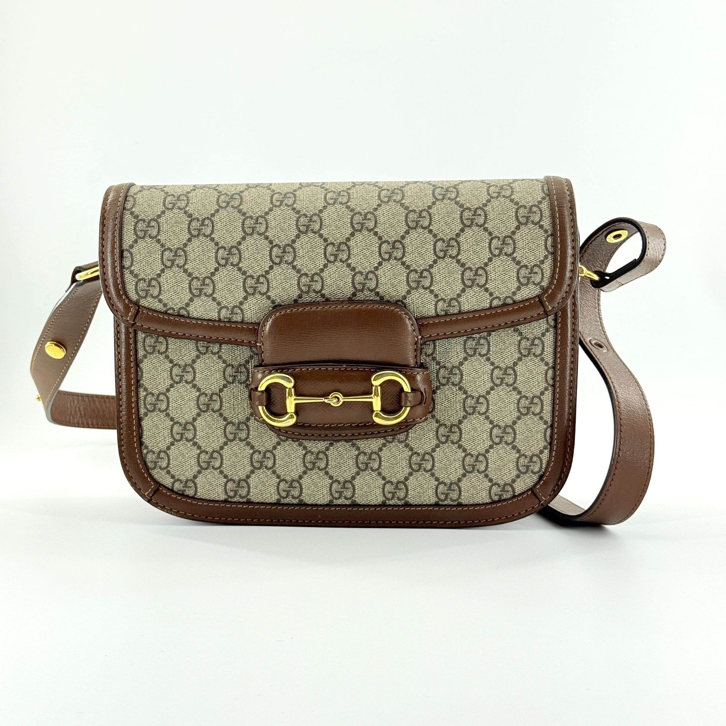 Gucci - 1955 Horsebit Shoulder Bag - Coated Canvas and Leather - Brown - (Medium)