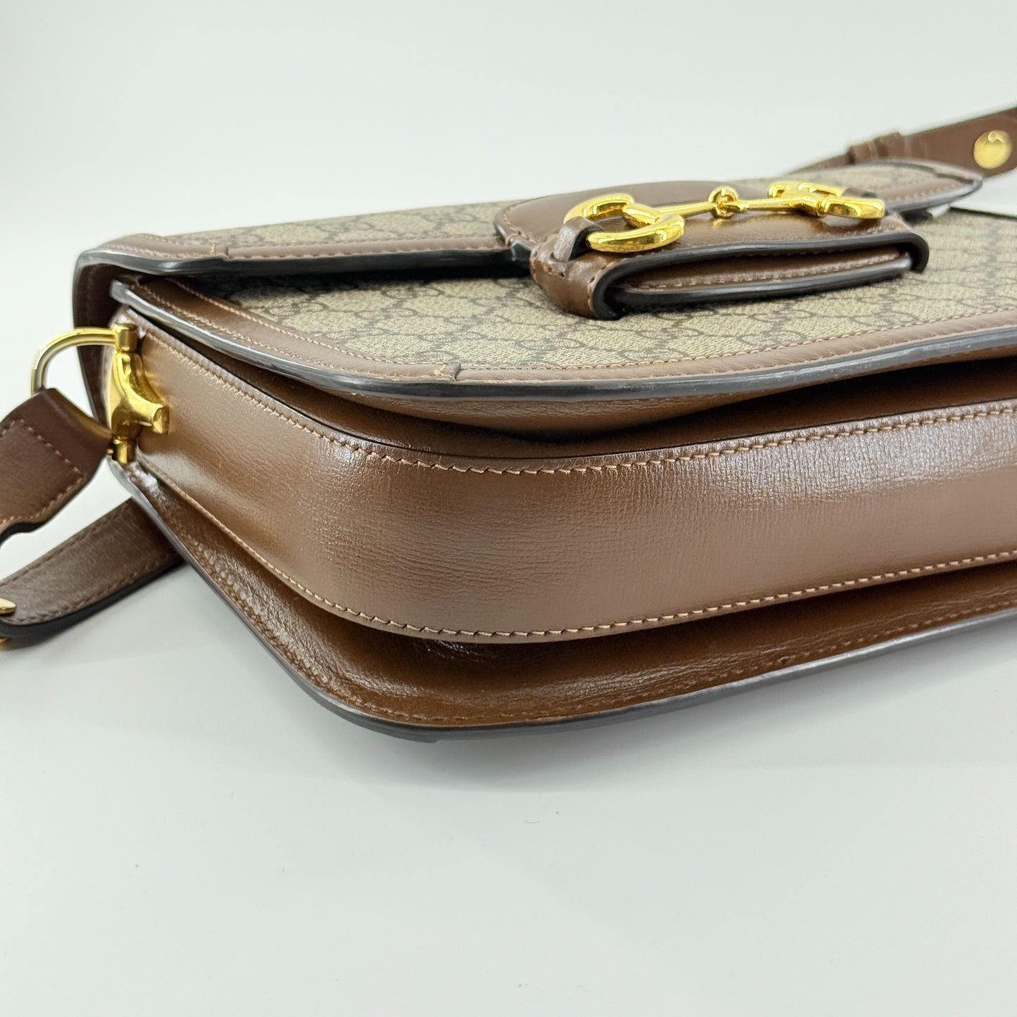 Gucci - 1955 Horsebit Shoulder Bag - Coated Canvas and Leather - Brown - (Medium)