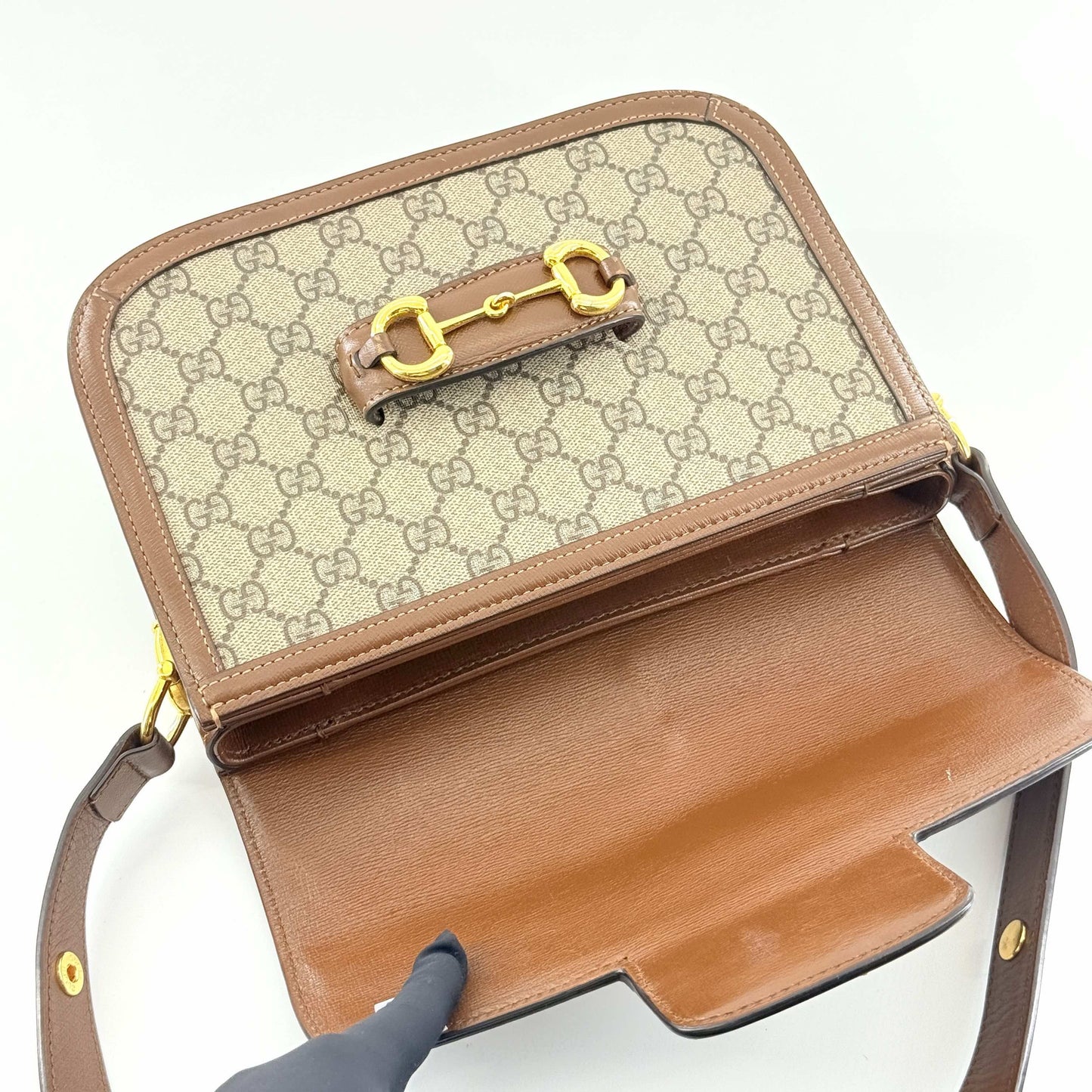 Gucci - 1955 Horsebit Shoulder Bag - Coated Canvas and Leather - Brown - (Medium)
