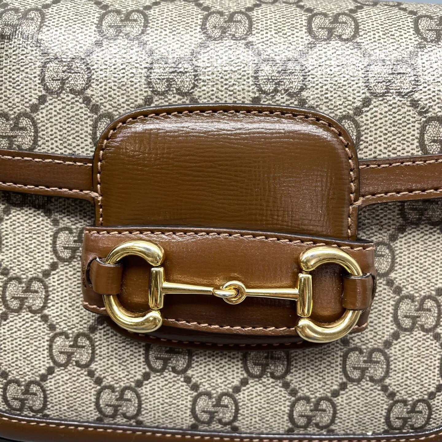 Gucci - 1955 Horsebit Shoulder Bag - Coated canvas with leather trim - Brown - (mini)