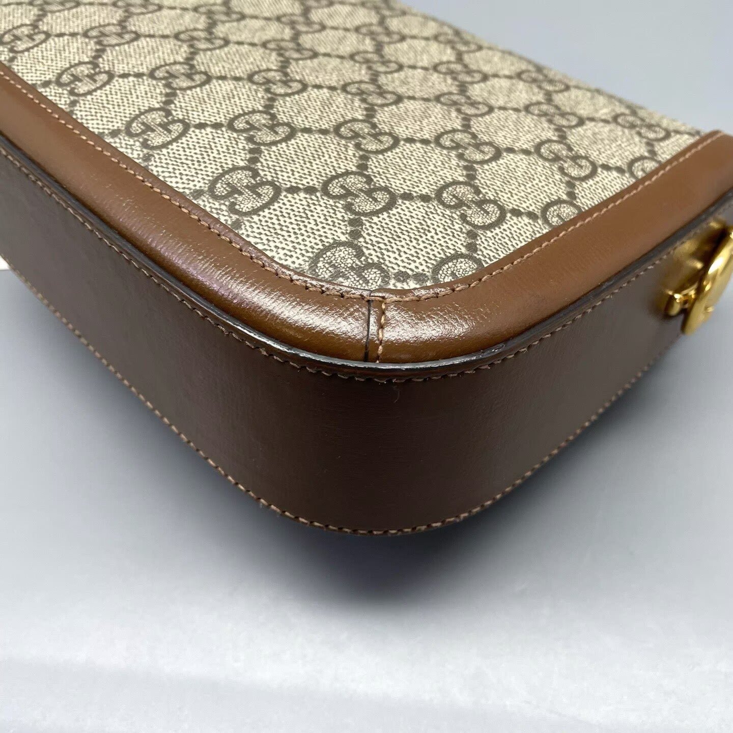 Gucci - 1955 Horsebit Shoulder Bag - Coated canvas with leather trim - Brown - (mini)