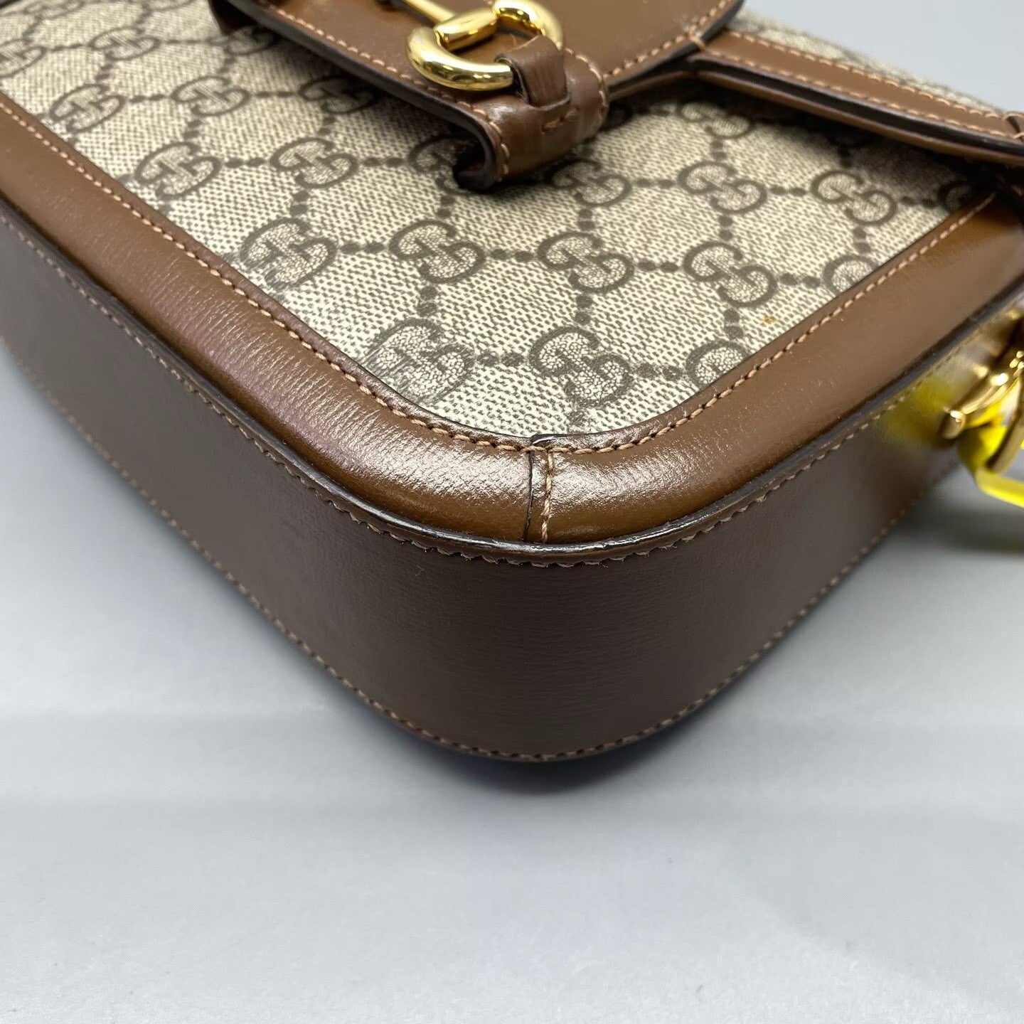 Gucci - 1955 Horsebit Shoulder Bag - Coated canvas with leather trim - Brown - (mini)