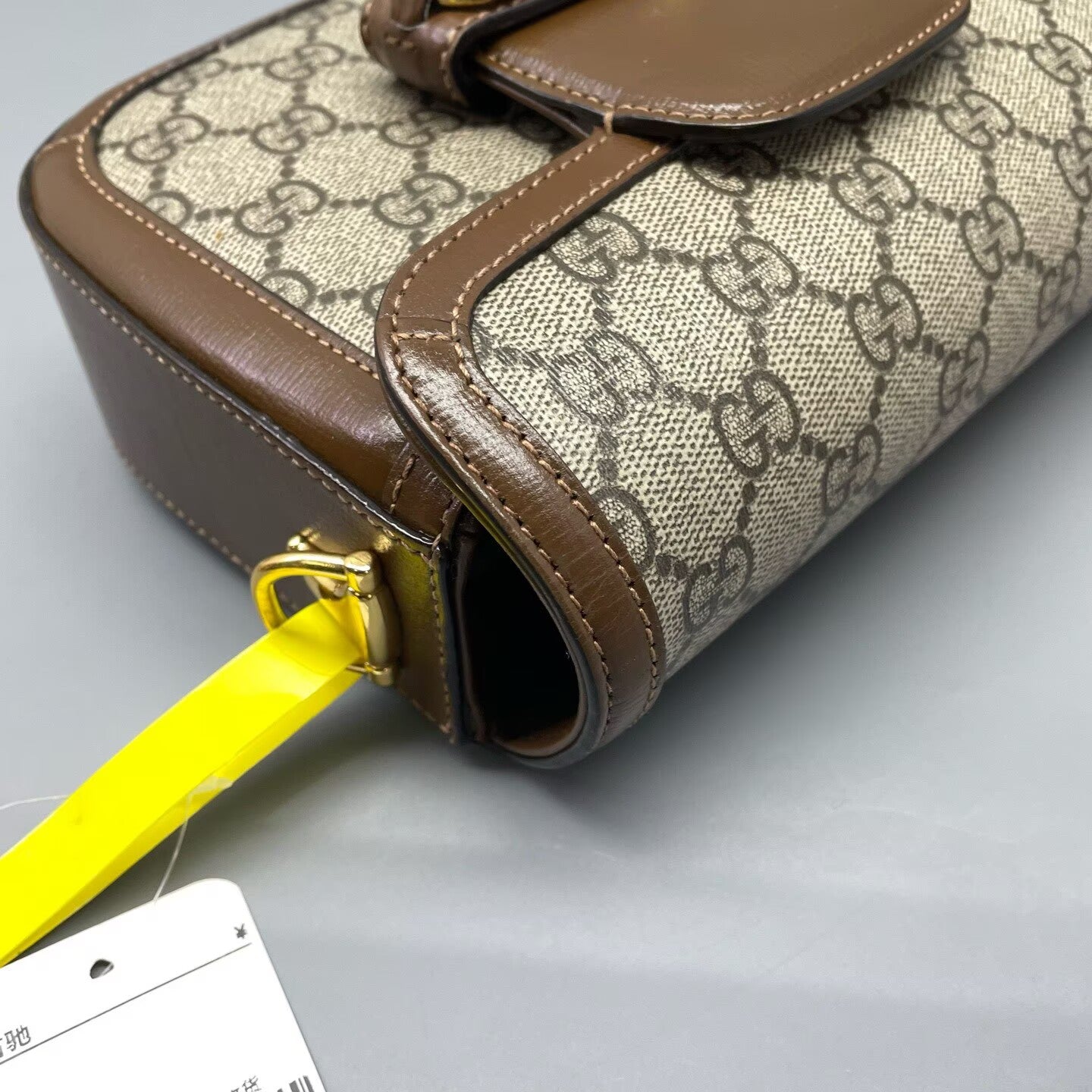 Gucci - 1955 Horsebit Shoulder Bag - Coated canvas with leather trim - Brown - (mini)