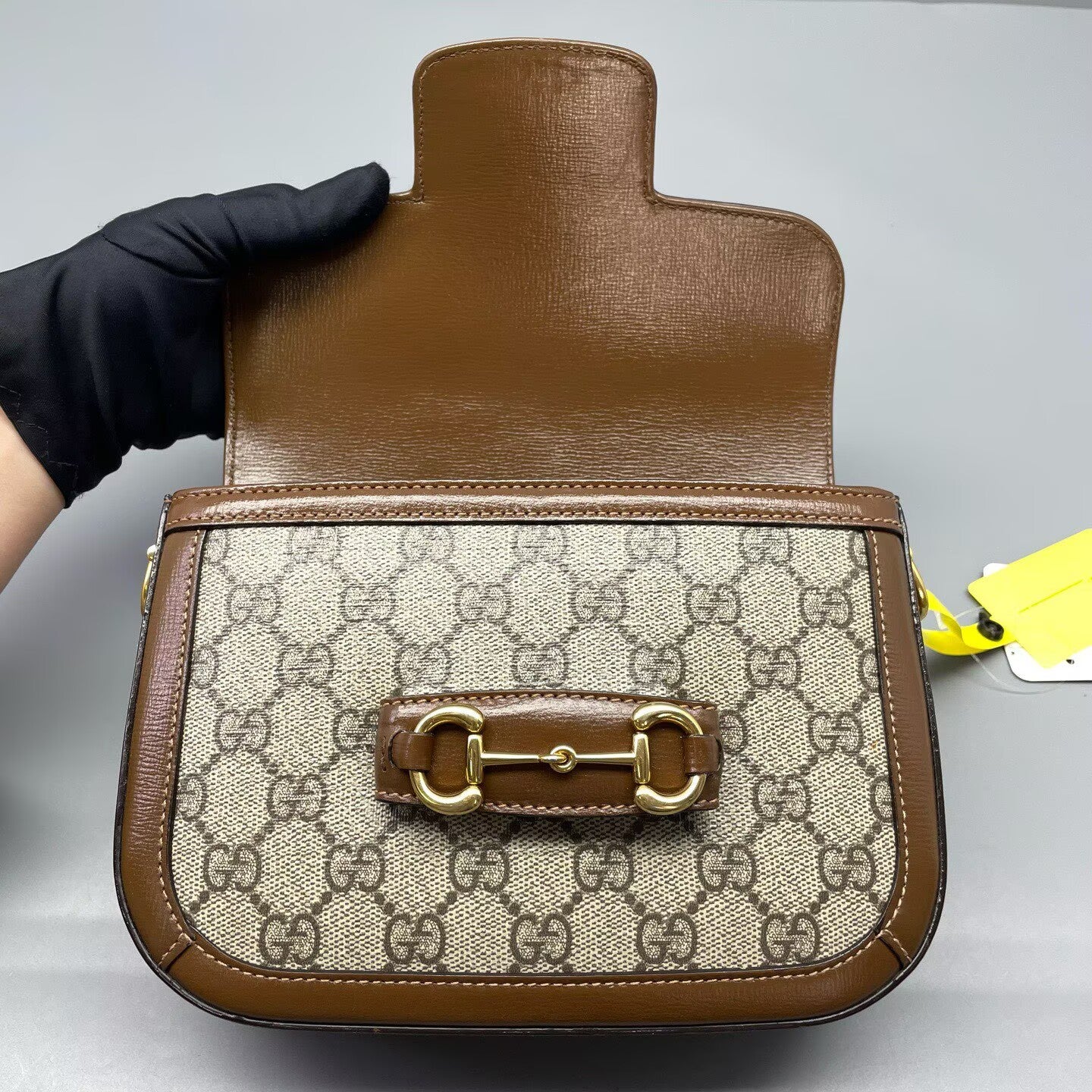 Gucci - 1955 Horsebit Shoulder Bag - Coated canvas with leather trim - Brown - (mini)