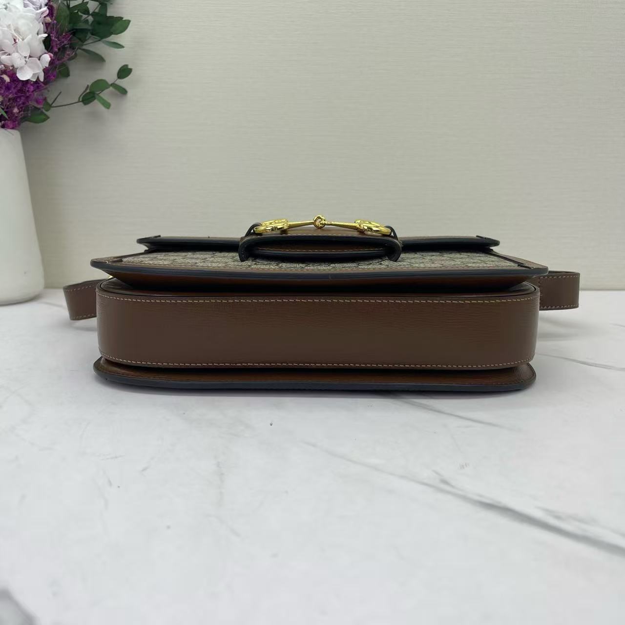 Gucci - 1955 Horsebit Shoulder Bag - GG Supreme canvas and leather - Brown - (medium)