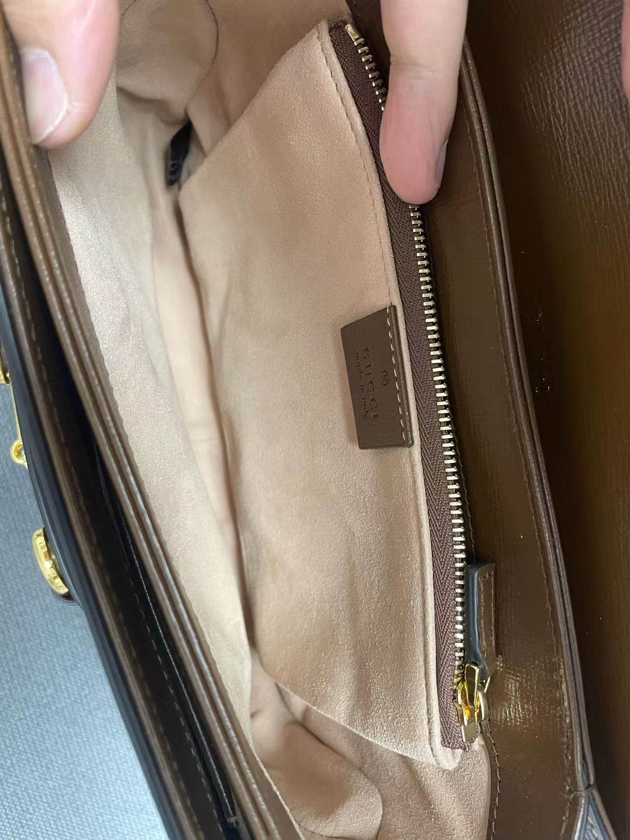 Gucci - 1955 Horsebit Shoulder Bag - GG Supreme canvas with leather trim - Brown - (medium)
