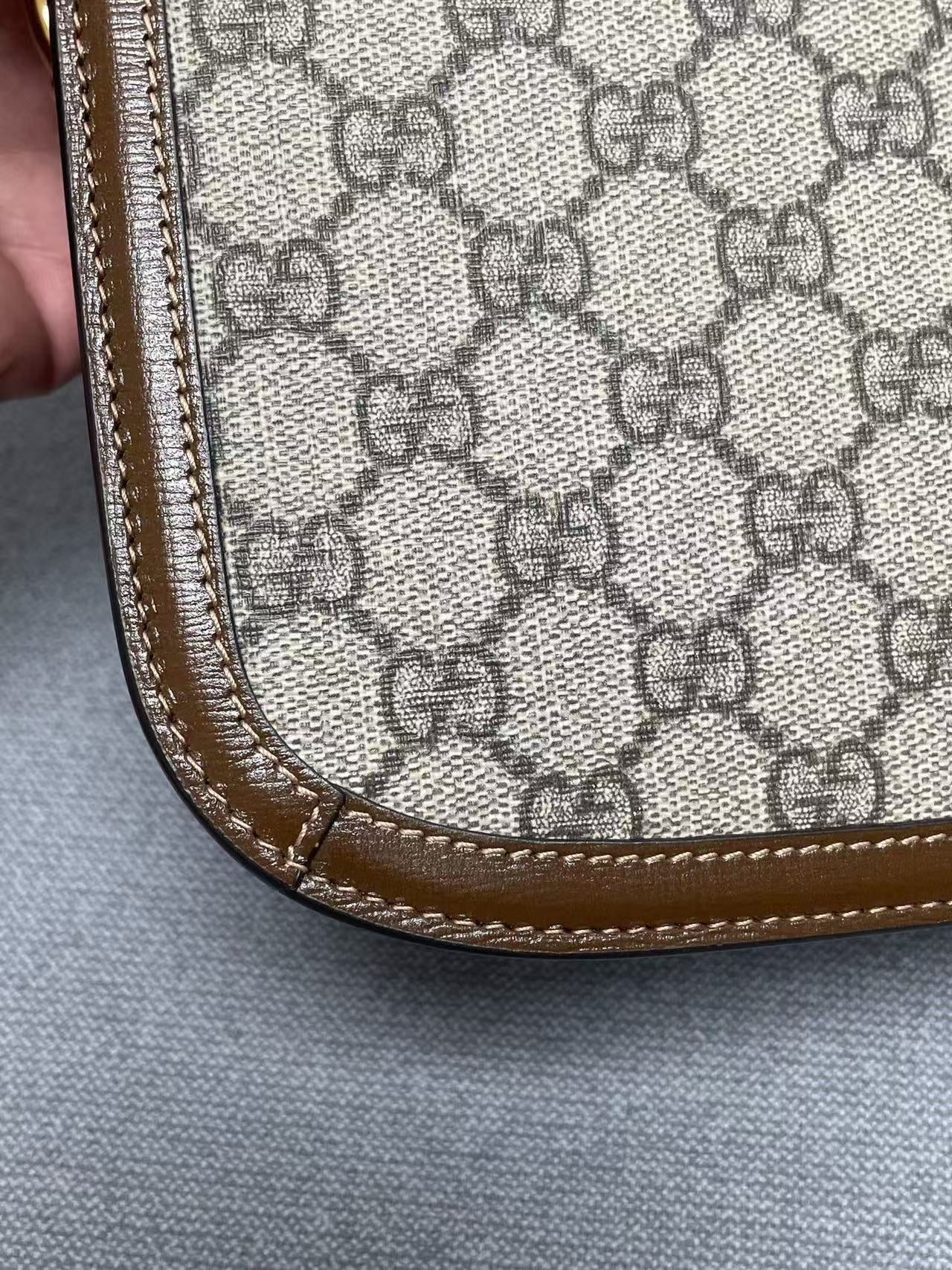 Gucci - 1955 Horsebit Shoulder Bag - GG Supreme canvas with leather trim - Brown - (medium)