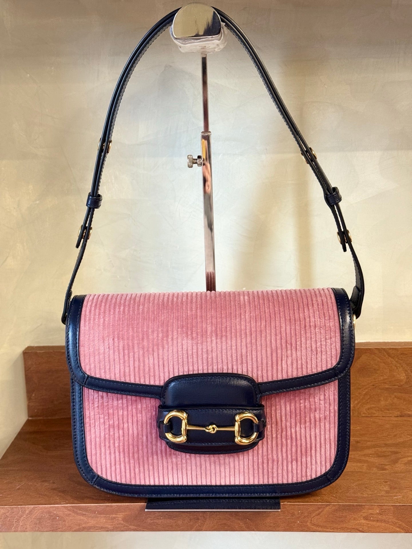 Gucci - 1955 Horsebit Small Shoulder Bag - Cloth - Pink - (Small)
