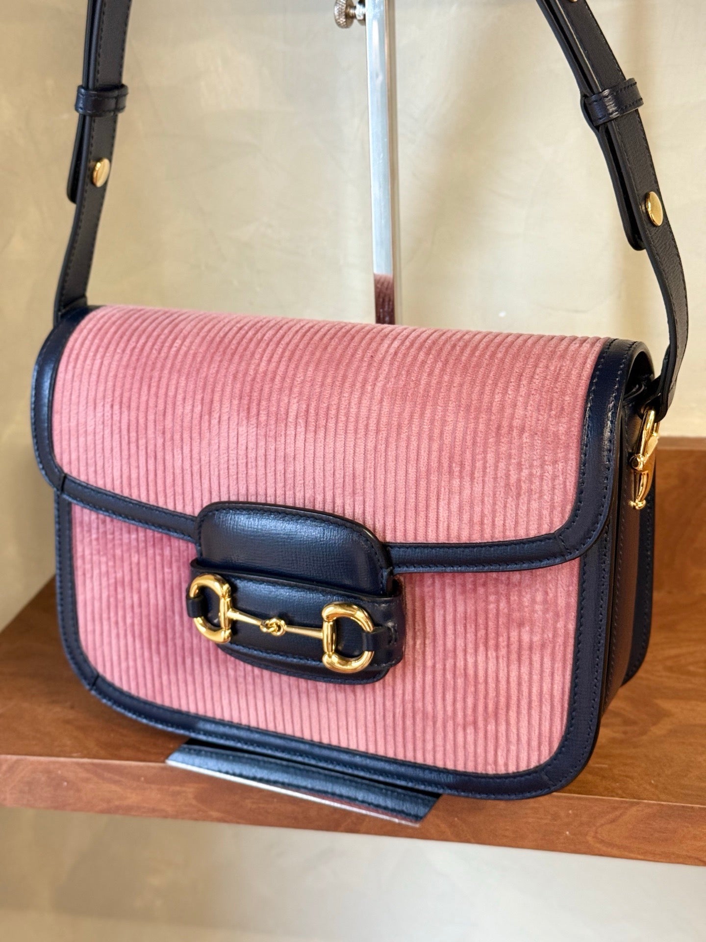Gucci - 1955 Horsebit Small Shoulder Bag - Cloth - Pink - (Small)