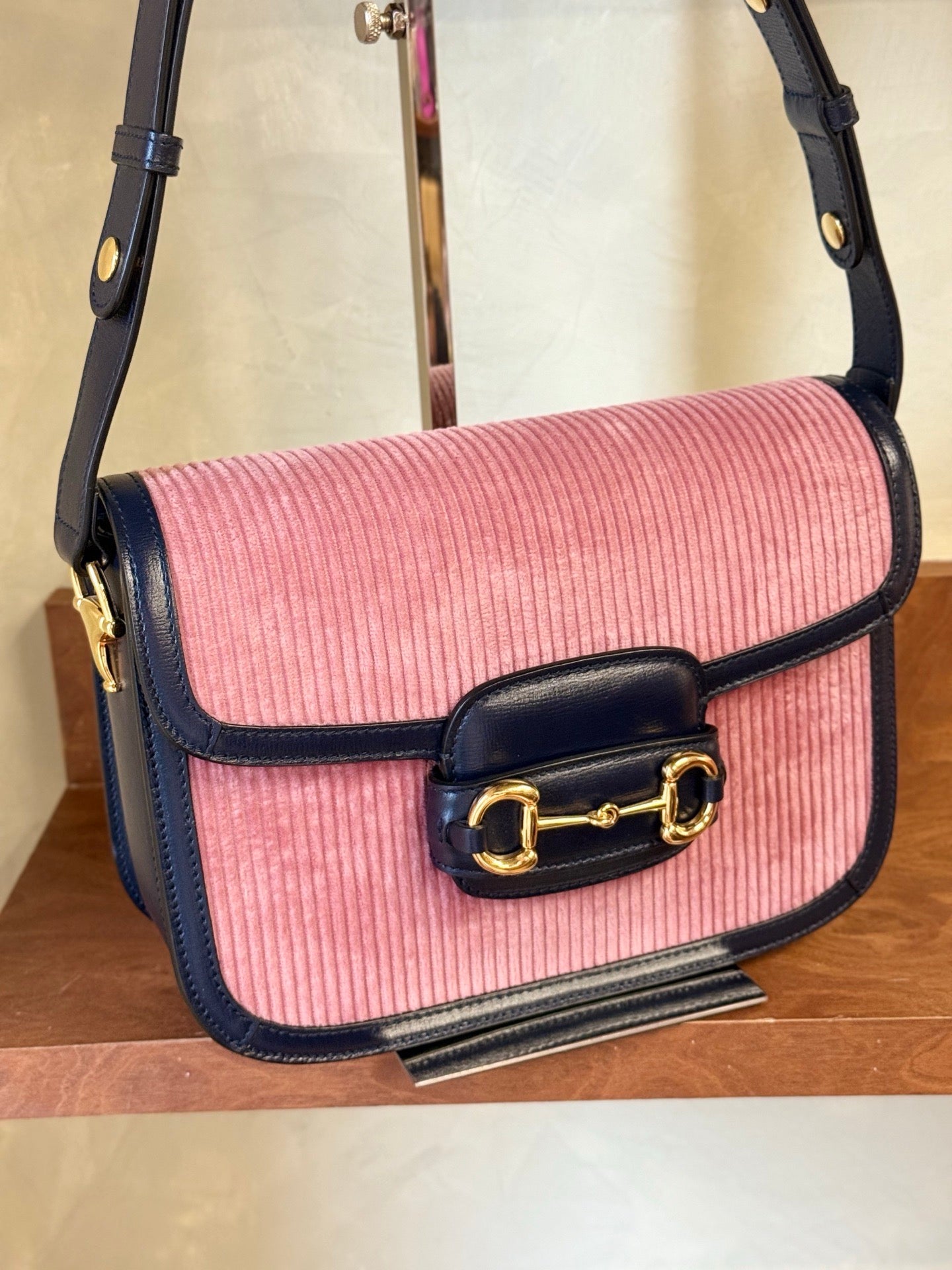 Gucci - 1955 Horsebit Small Shoulder Bag - Cloth - Pink - (Small)