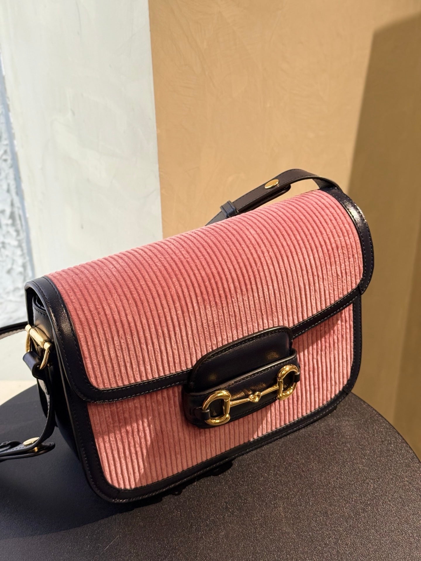Gucci - 1955 Horsebit Small Shoulder Bag - Cloth - Pink - (Small)