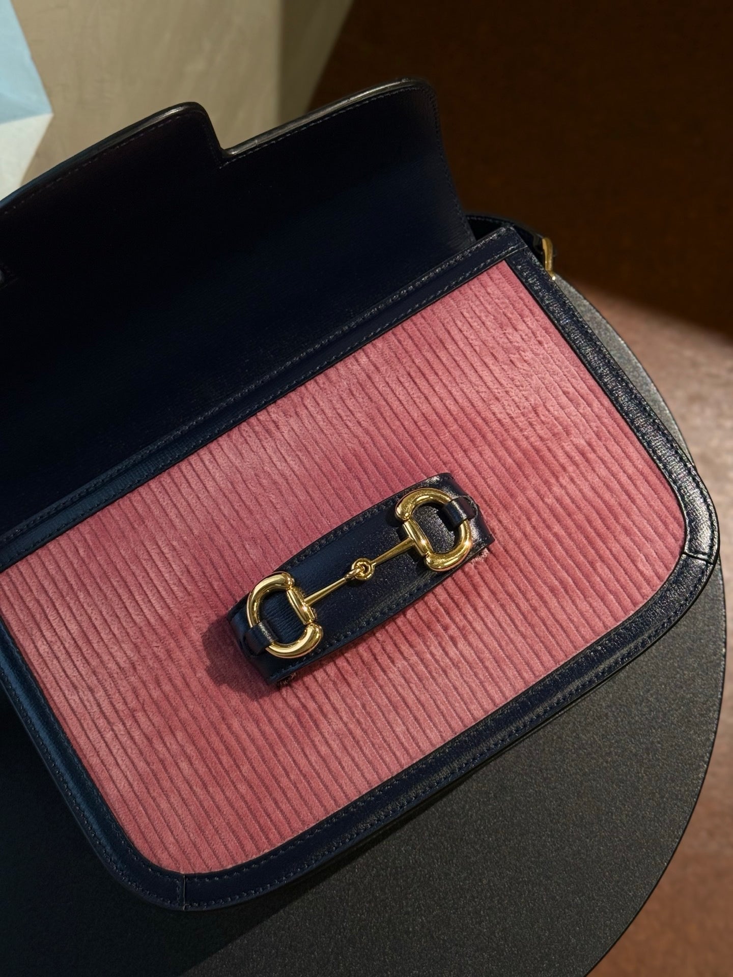 Gucci - 1955 Horsebit Small Shoulder Bag - Cloth - Pink - (Small)