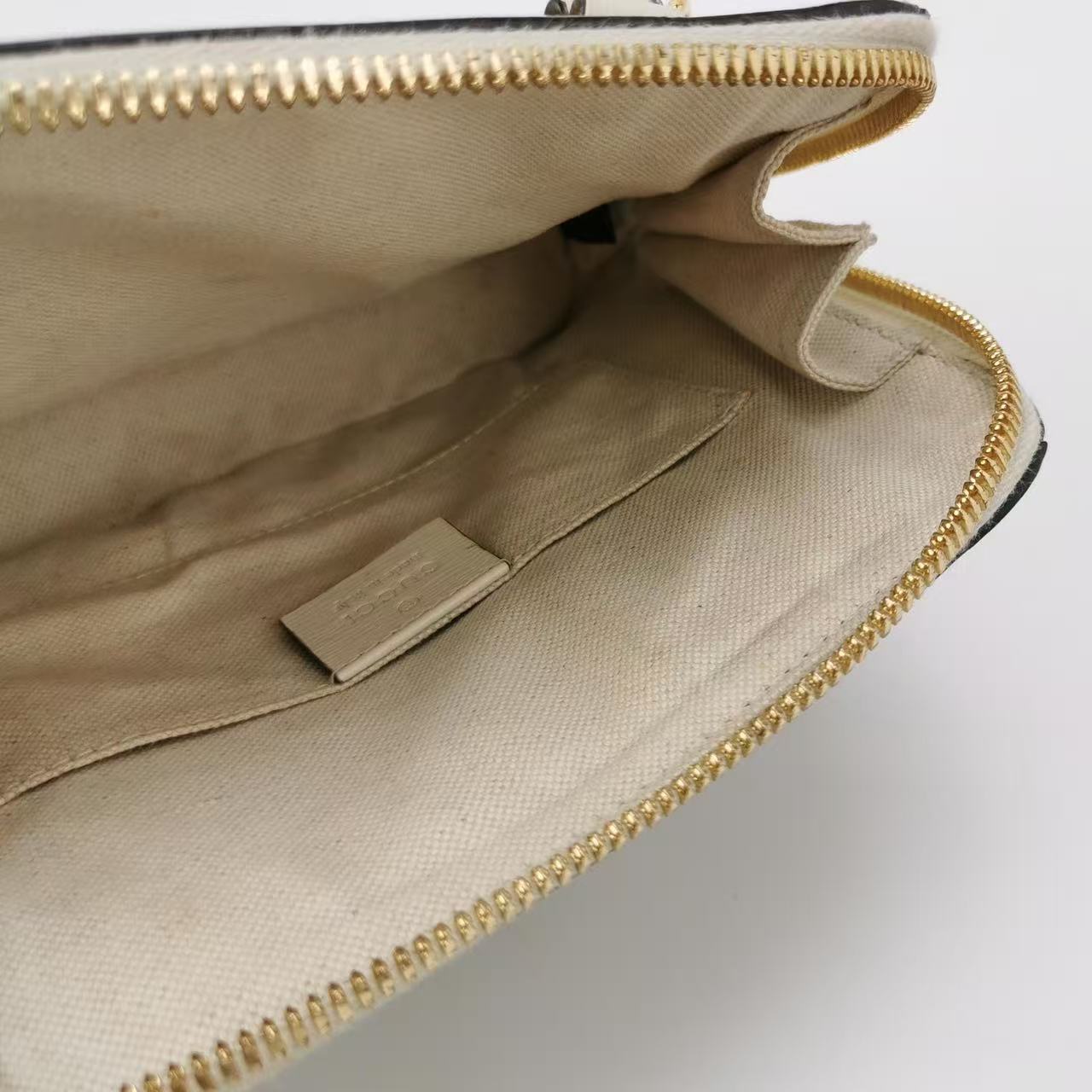 Gucci - 1955 Horsebit Top Handle Bag - GG Supreme canvas with leather trim - Beige and white with gold-tone hardware - (mini)