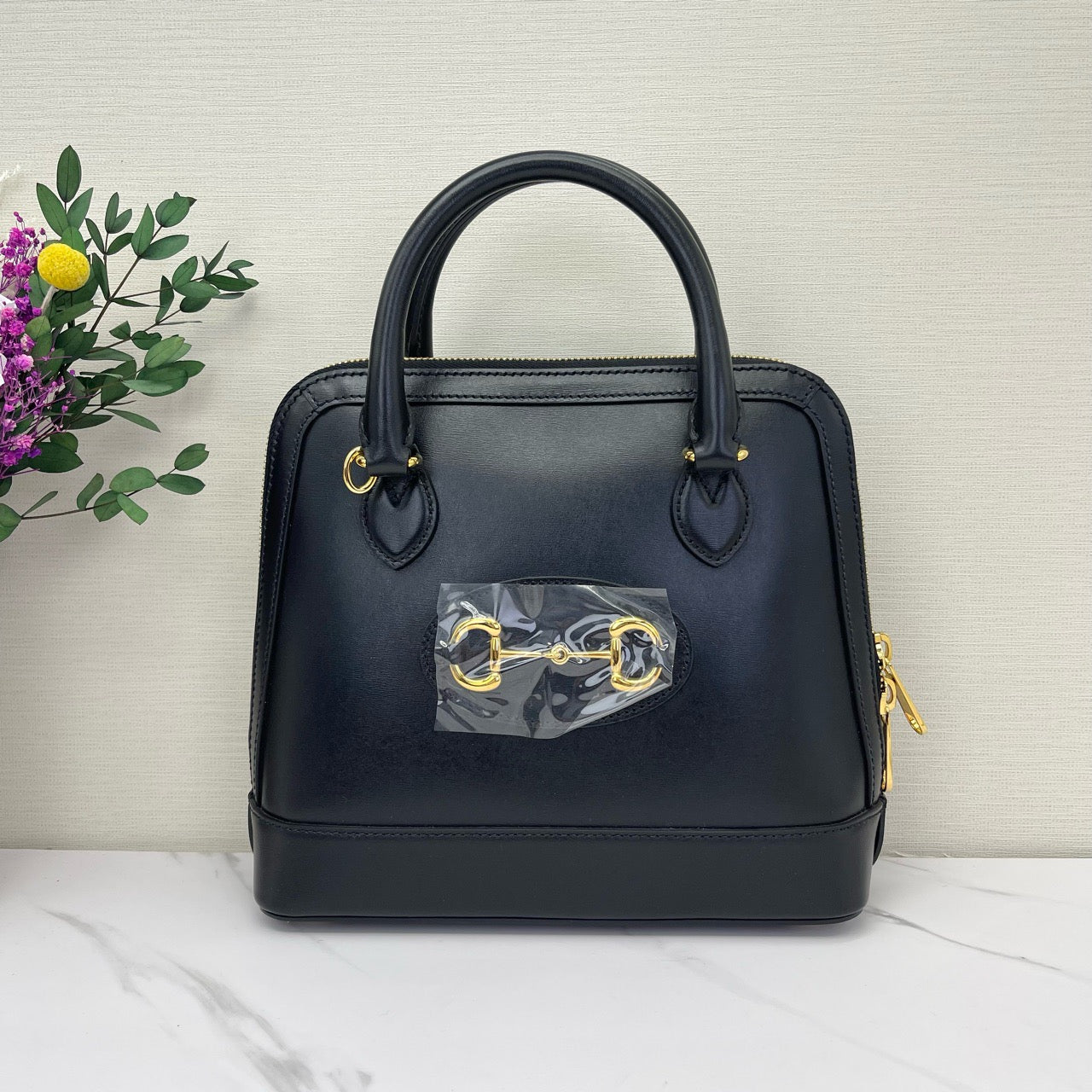 Gucci - 1955 Horsebit Top Handle Bag - Leather - Black - (small)