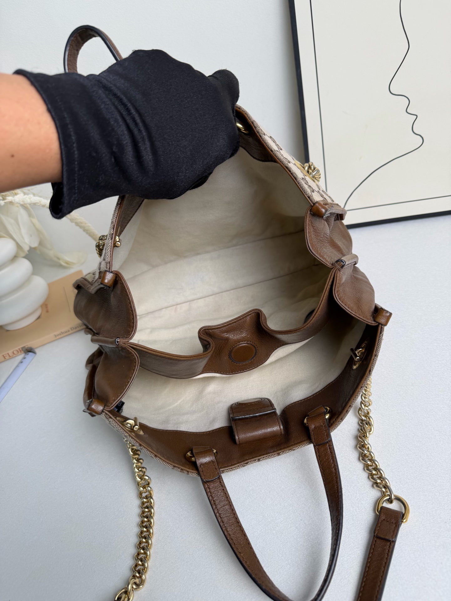 Gucci - 1955 Horsebit Tote Bag - Canvas - Brown - (medium)