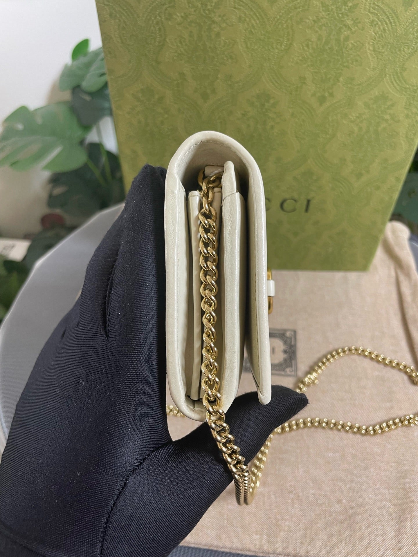 Gucci - 1955 Horsebit Wallet on Chain - Leather - White - (mini)