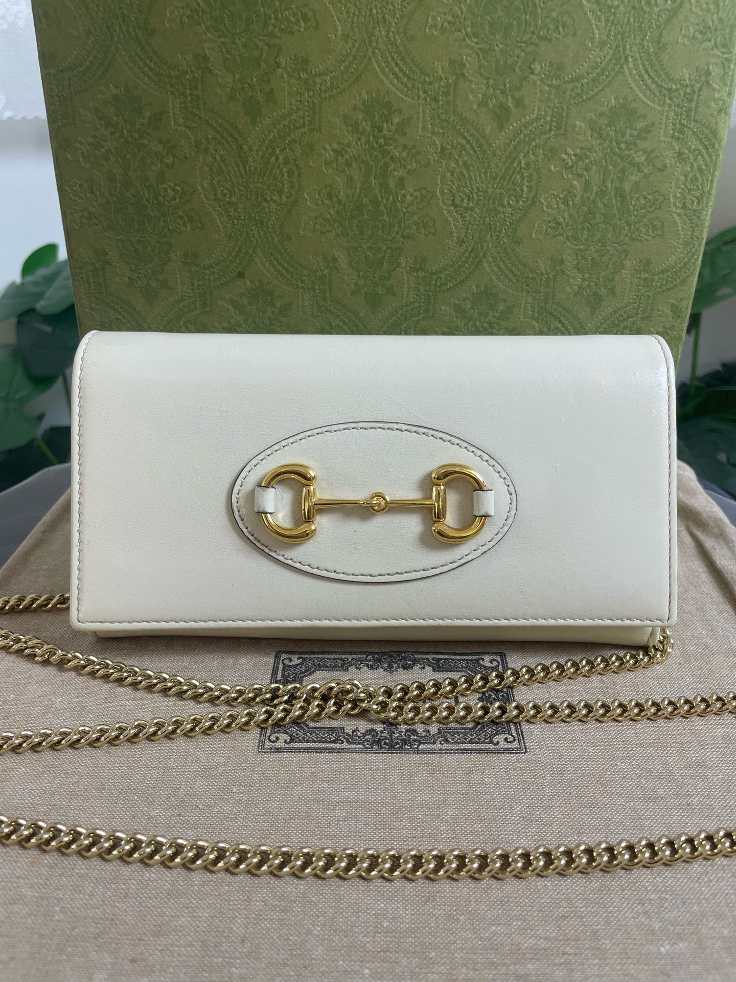 Gucci - 1955 Horsebit Wallet on Chain - Leather - White - (mini)