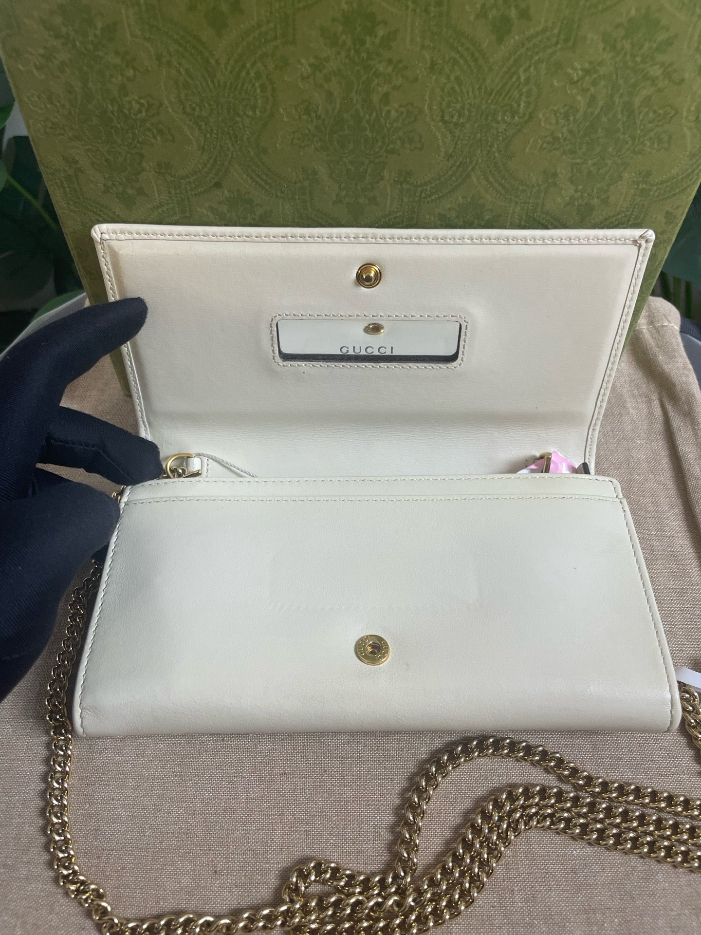 Gucci - 1955 Horsebit Wallet on Chain - Leather - White - (mini)