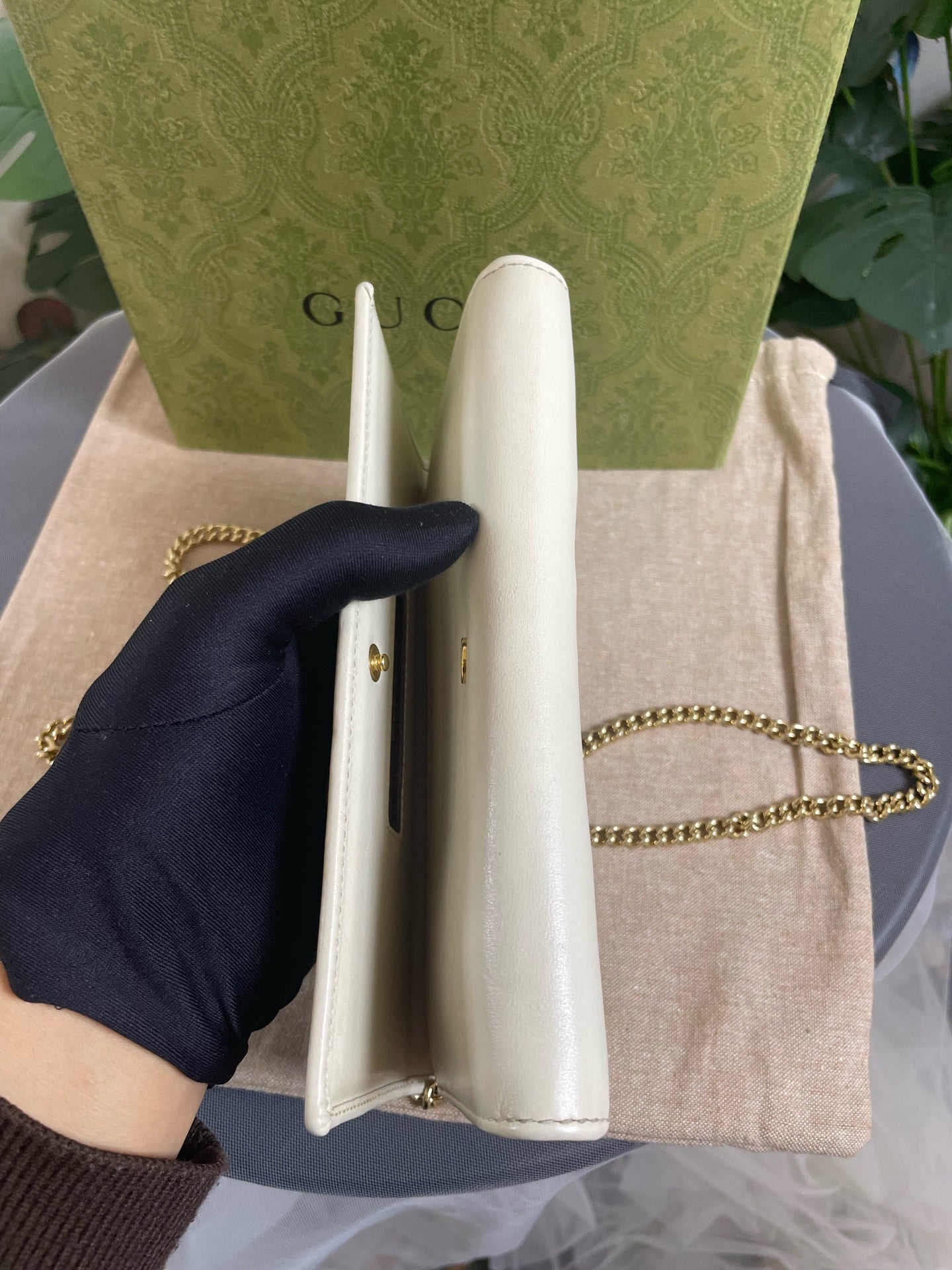 Gucci - 1955 Horsebit Wallet on Chain - Leather - White - (mini)