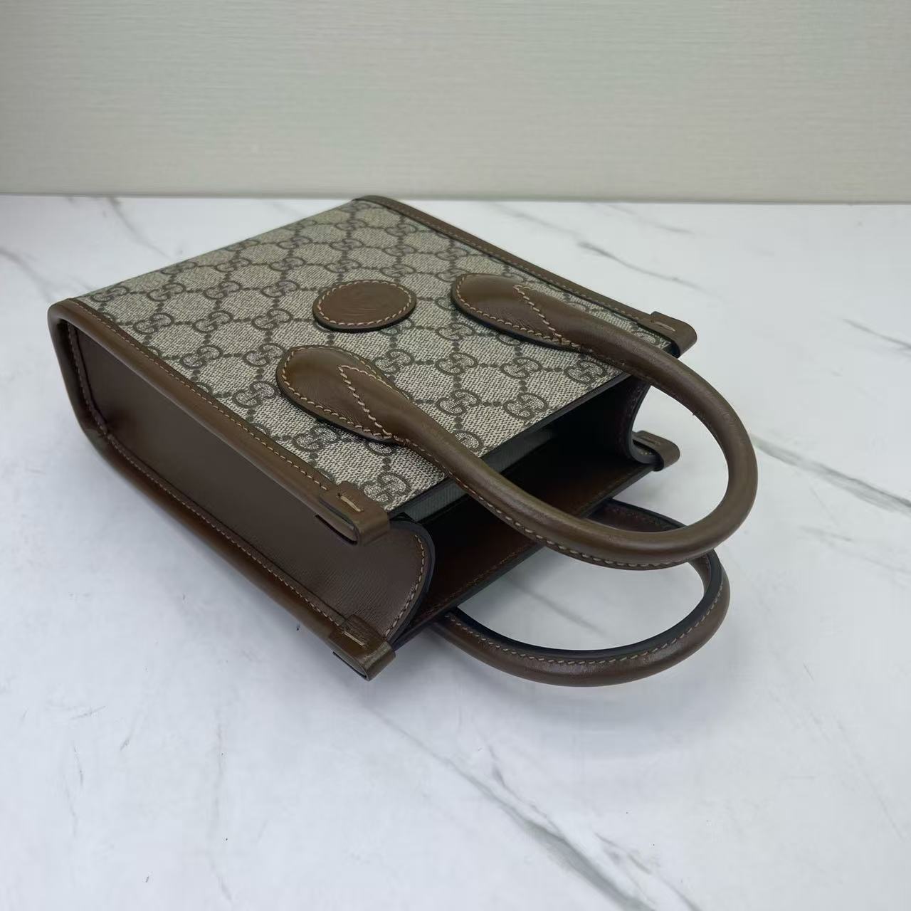 Gucci - 1955 Mini Tote - GG Supreme canvas with leather trim - Beige and Brown - (mini)