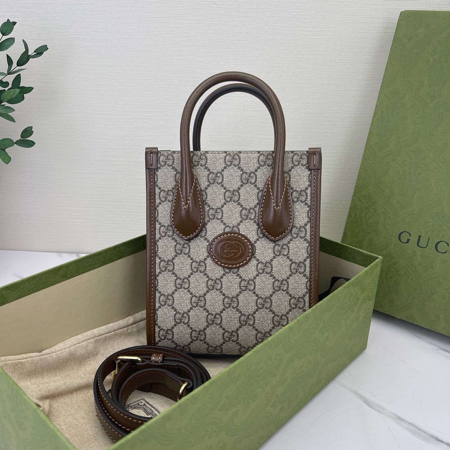 Gucci - 1955 Ophidia Mini Tote - Cloth - Brown - (mini)