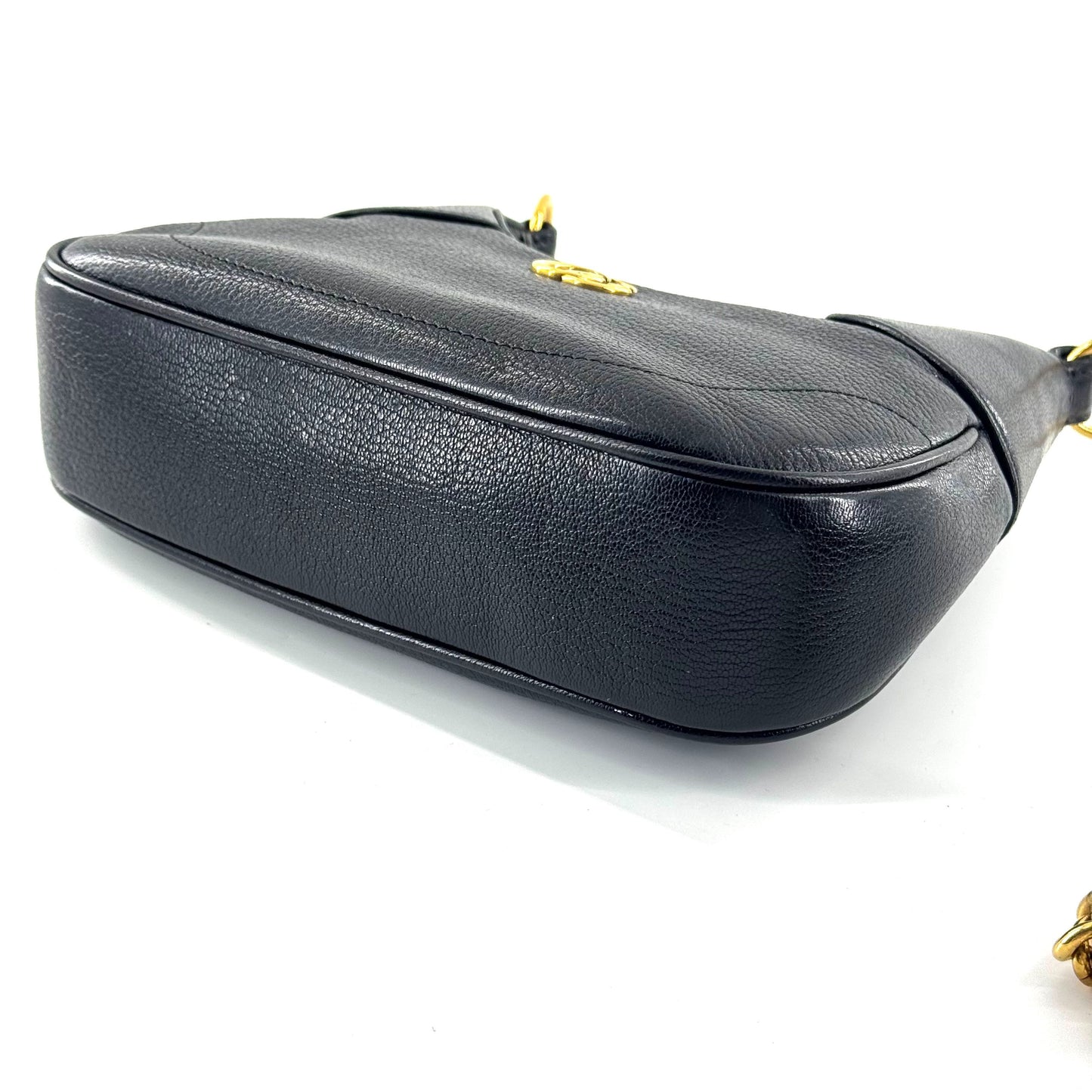 Gucci - Aphrodite Crescent Bag - Grained leather - Black with gold-tone hardware - (medium)
