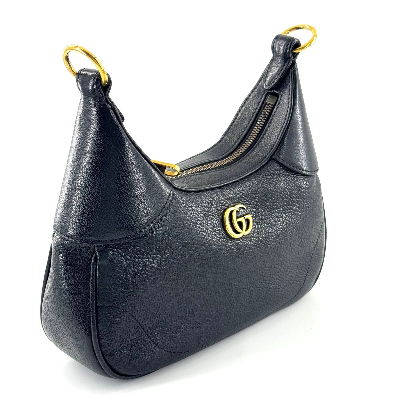Gucci - Aphrodite Crescent Bag - Grained leather - Black with gold-tone hardware - (medium)
