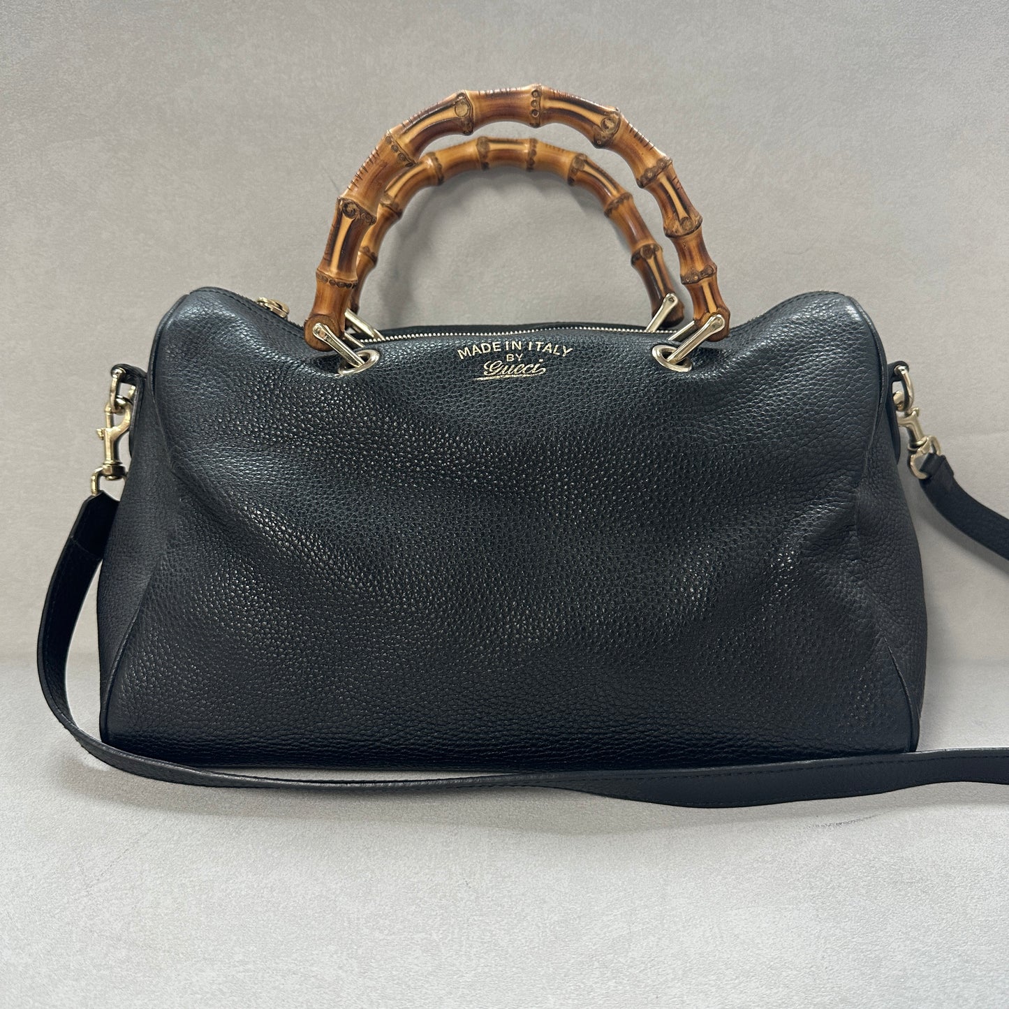 Gucci - Bamboo Boston - Leather - Black - (medium)