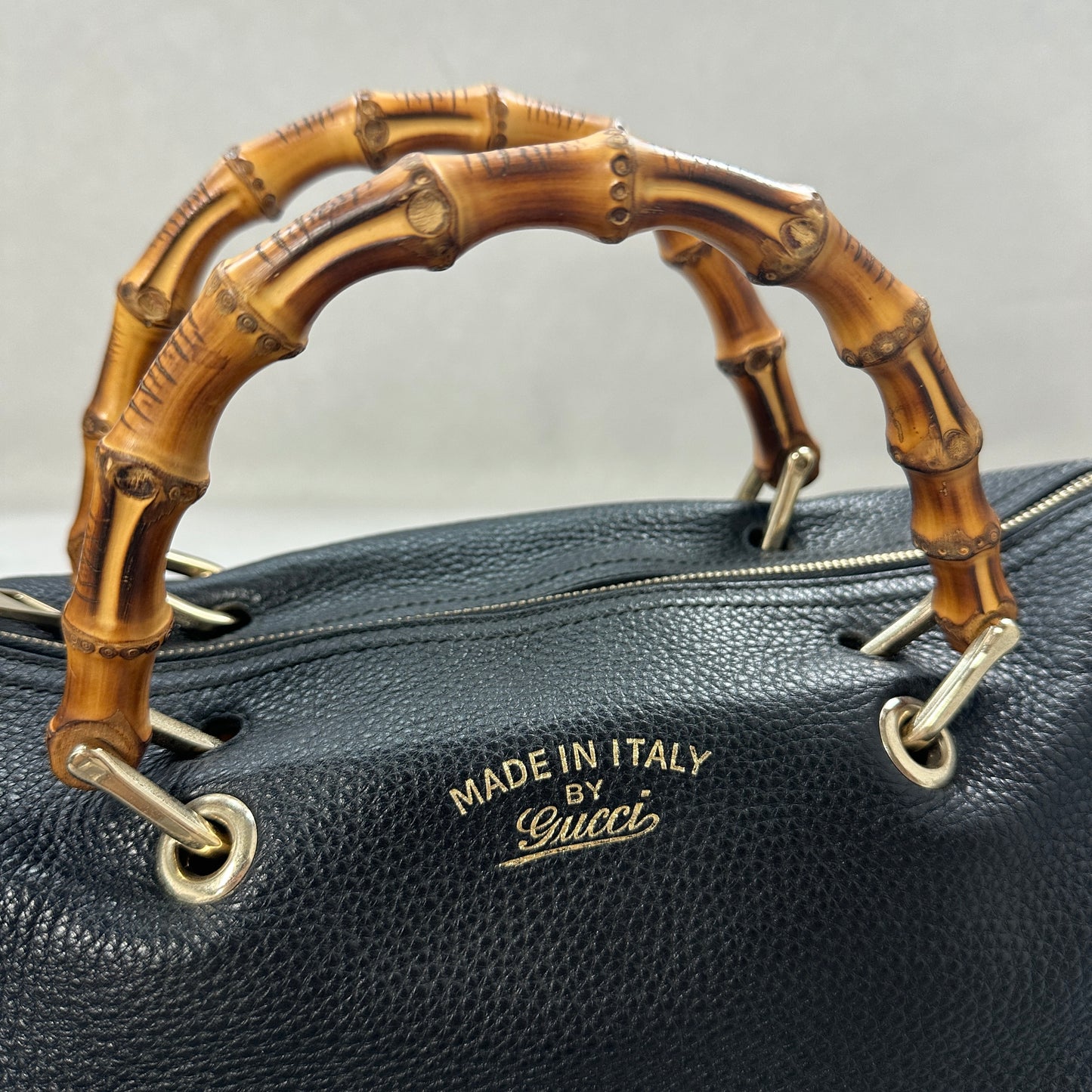 Gucci - Bamboo Boston - Leather - Black - (medium)