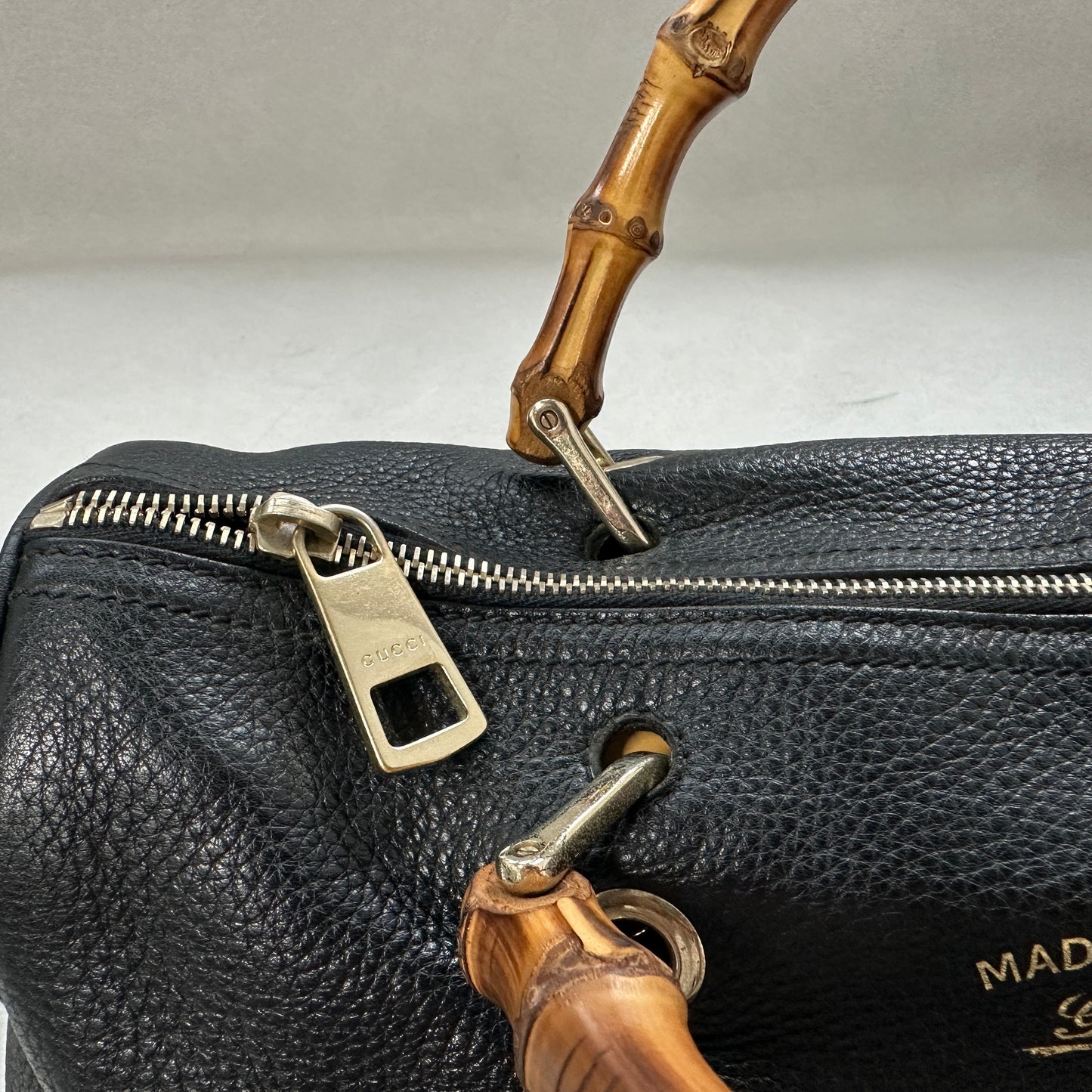 Gucci - Bamboo Boston - Leather - Black - (medium)