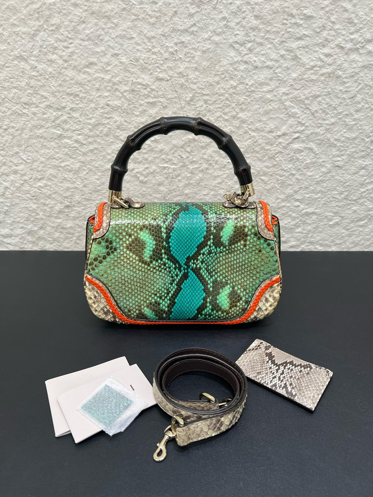 Gucci - Bamboo - Exotic leathers - Python - Green - (small)