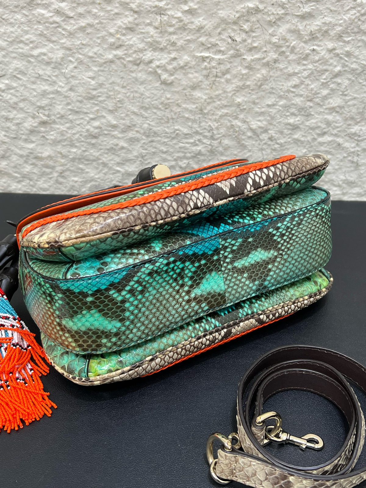 Gucci - Bamboo - Exotic leathers - Python - Green - (small)