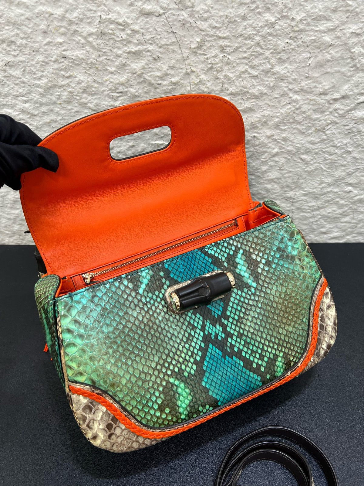 Gucci - Bamboo - Exotic leathers - Python - Green - (small)