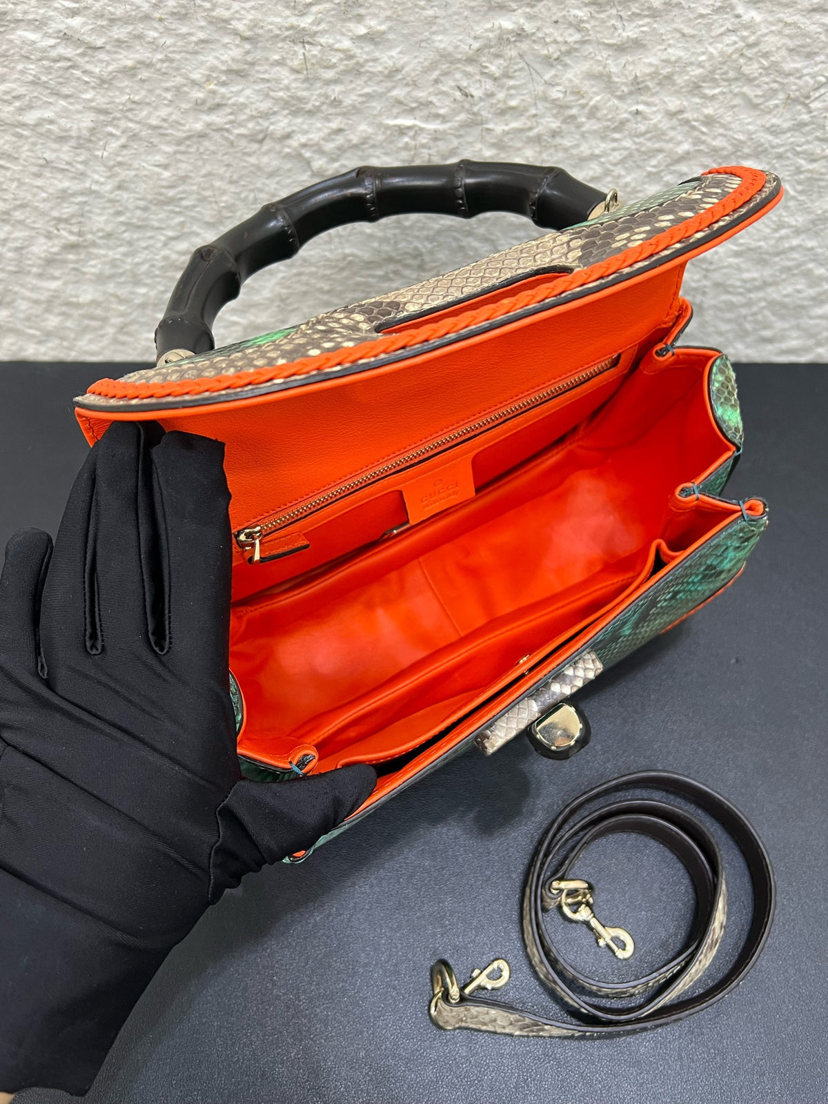 Gucci - Bamboo - Exotic leathers - Python - Green - (small)