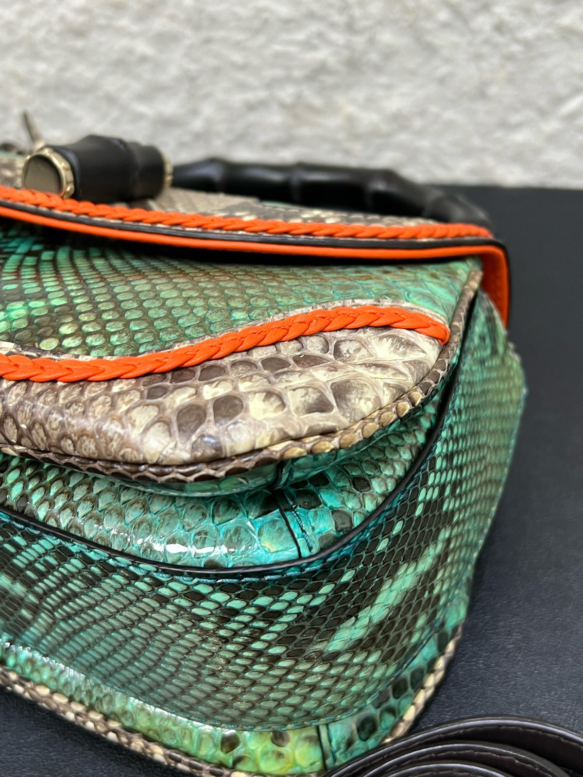 Gucci - Bamboo - Exotic leathers - Python - Green - (small)