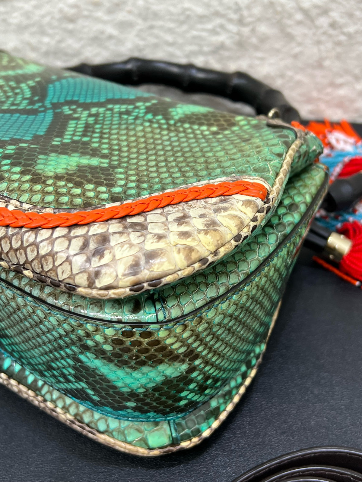 Gucci - Bamboo - Exotic leathers - Python - Green - (small)