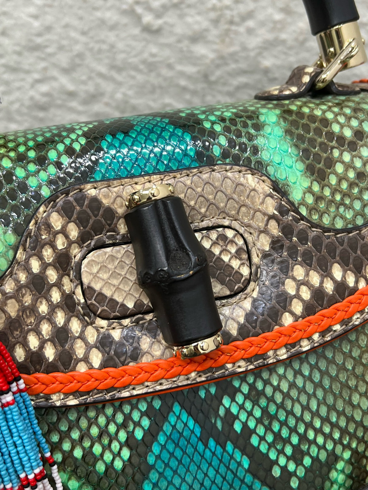 Gucci - Bamboo - Exotic leathers - Python - Green - (small)