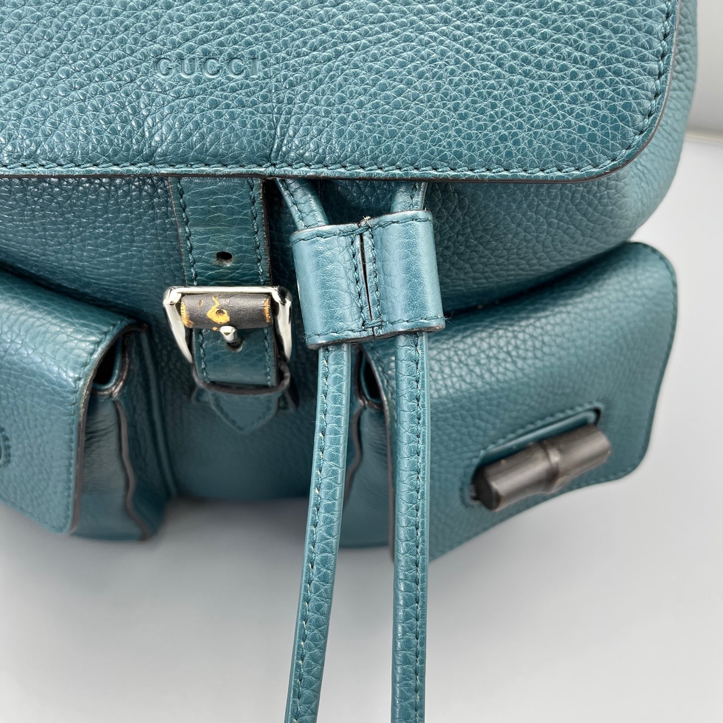 Gucci - Bamboo Tassel Backpack - Grained leather - Blue - (medium)