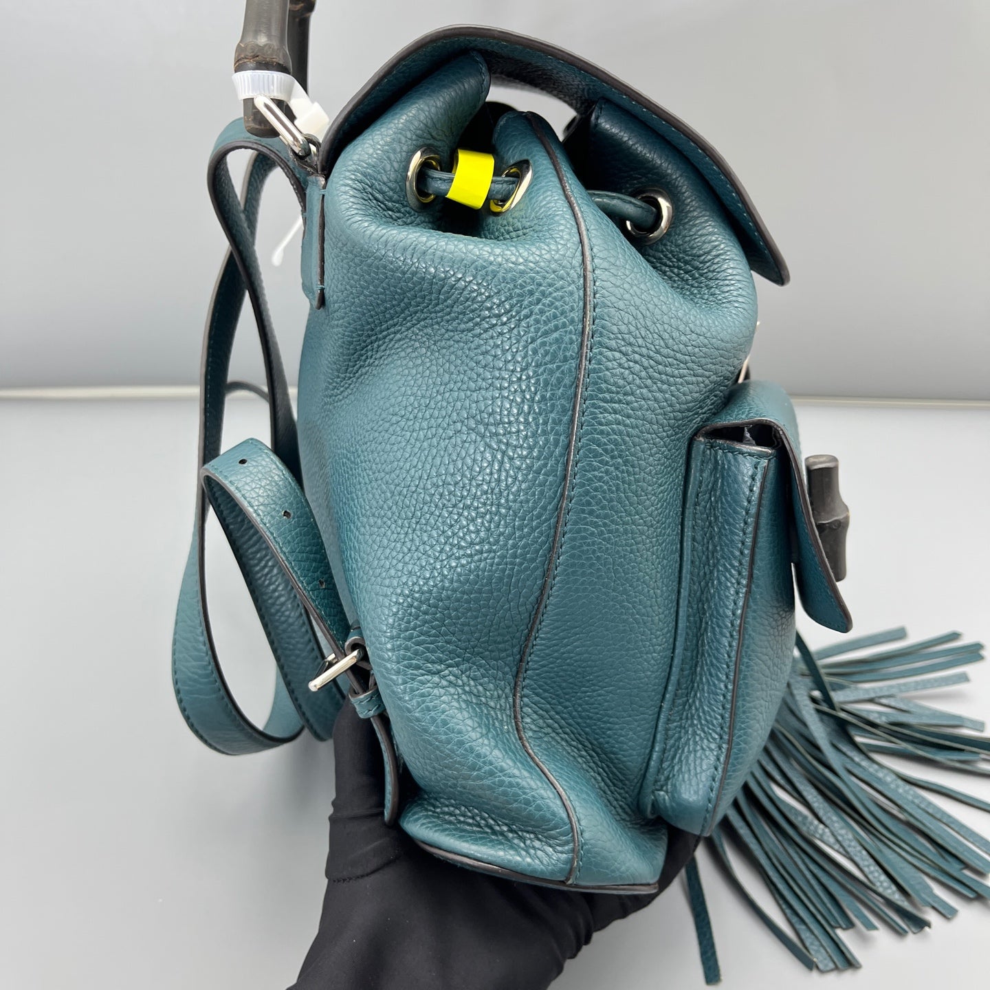 Gucci - Bamboo Tassel Backpack - Grained leather - Blue - (medium)